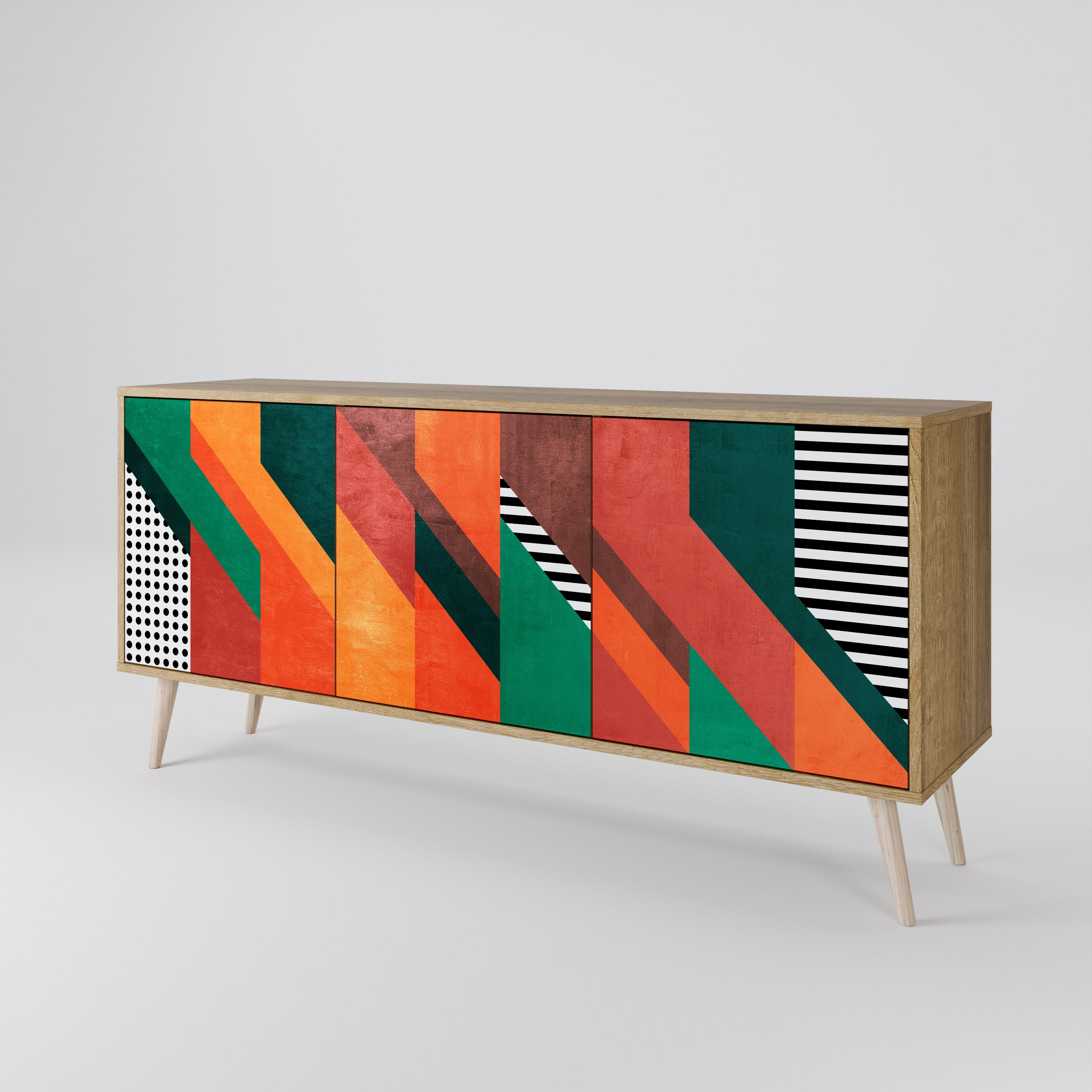 MAKESHIFT ARTISTRY 3-türiges Sideboard in Eichenoptik