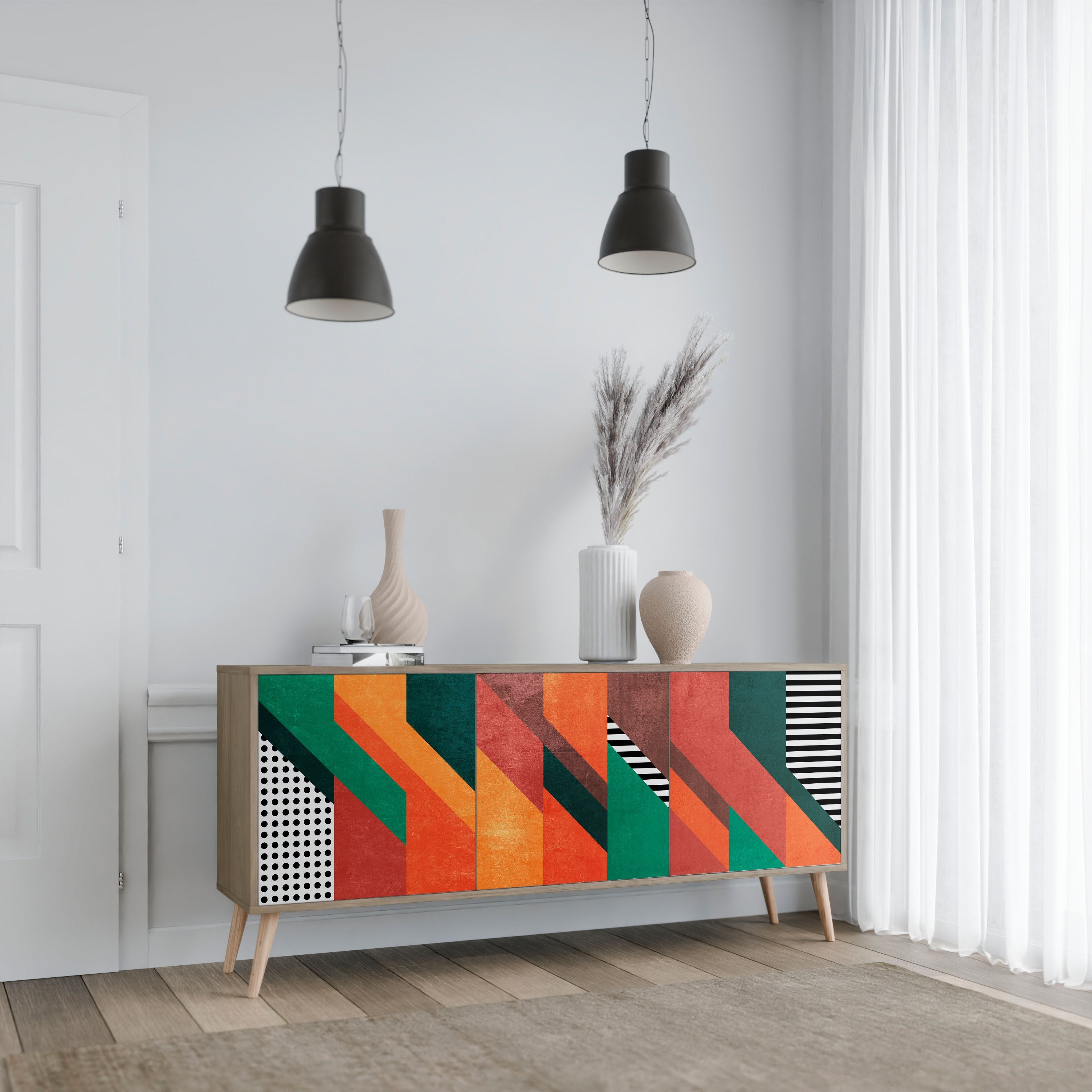 MAKESHIFT ARTISTRY 3-türiges Sideboard in Eichenoptik