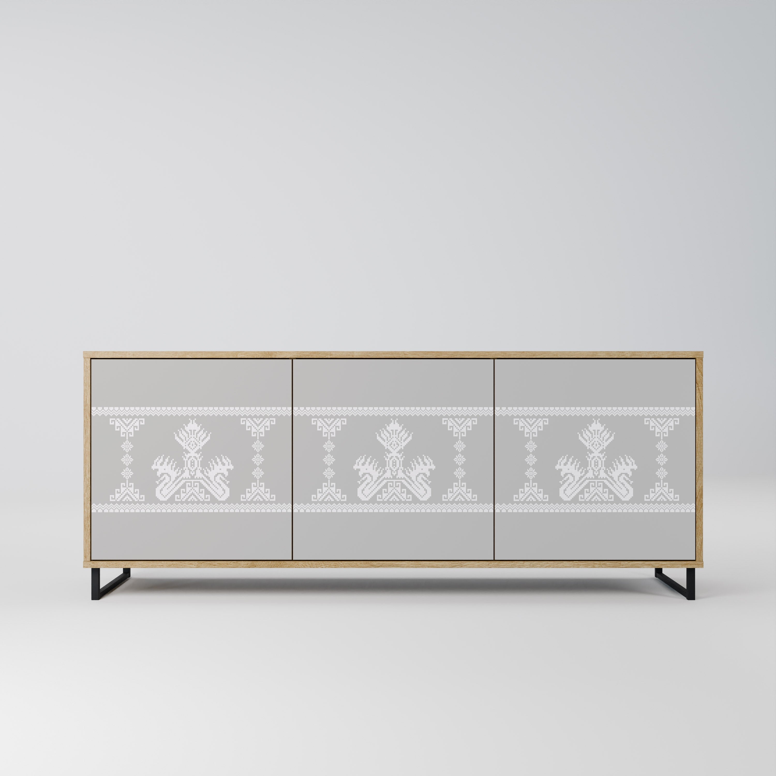 THAI GRAY 3-türiges Sideboard in Eichenoptik