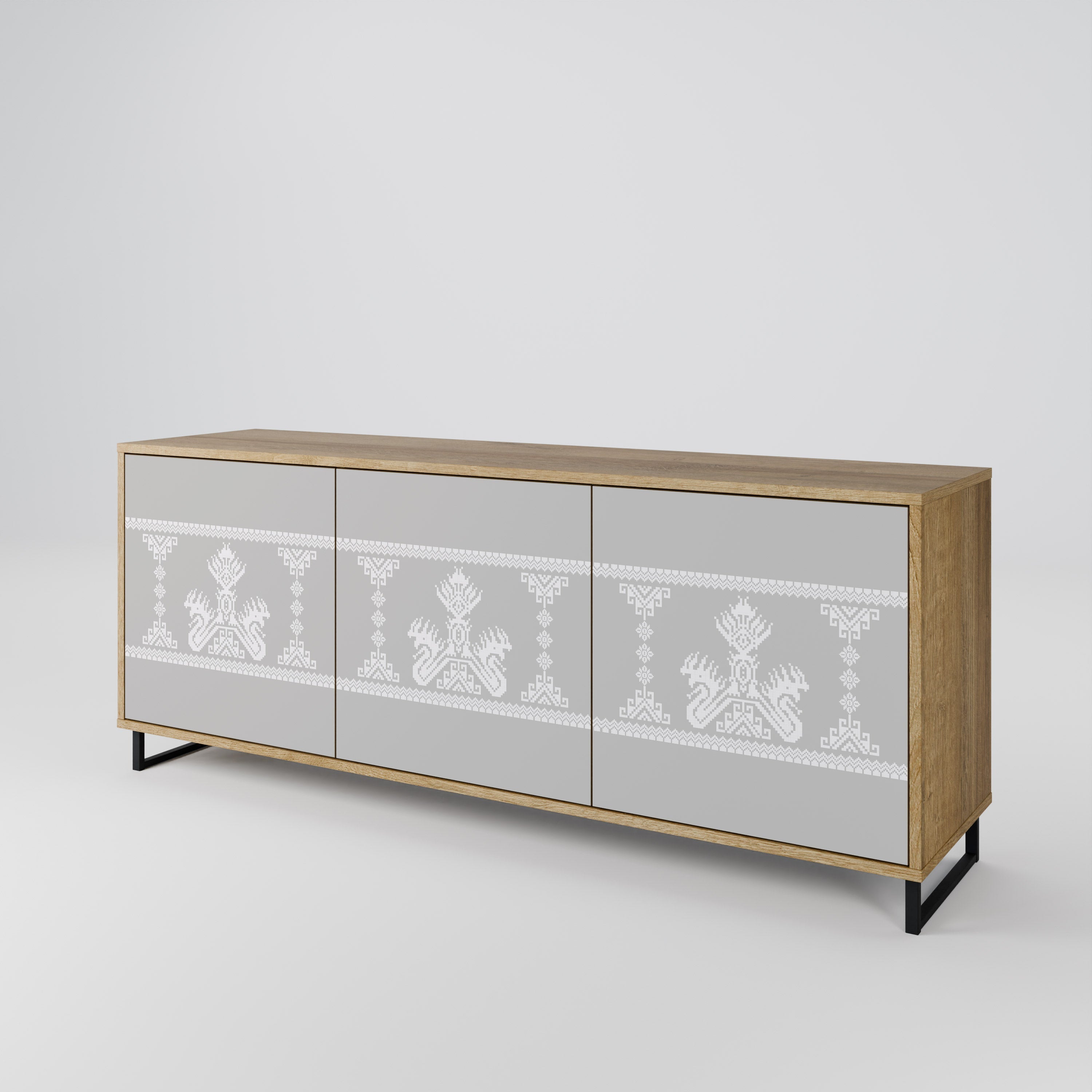 THAI GRAY 3-türiges Sideboard in Eichenoptik