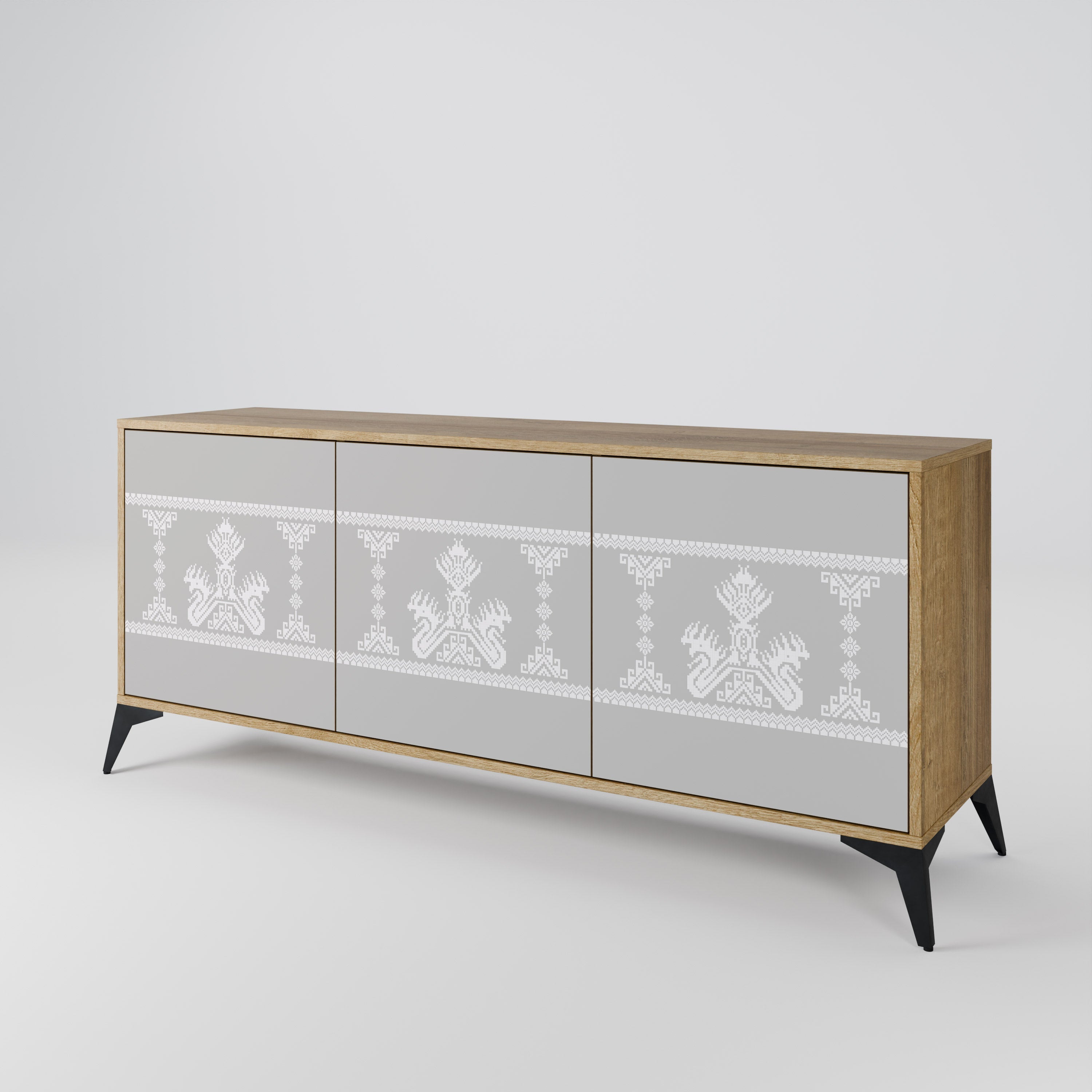 THAI GRAY 3-türiges Sideboard in Eichenoptik
