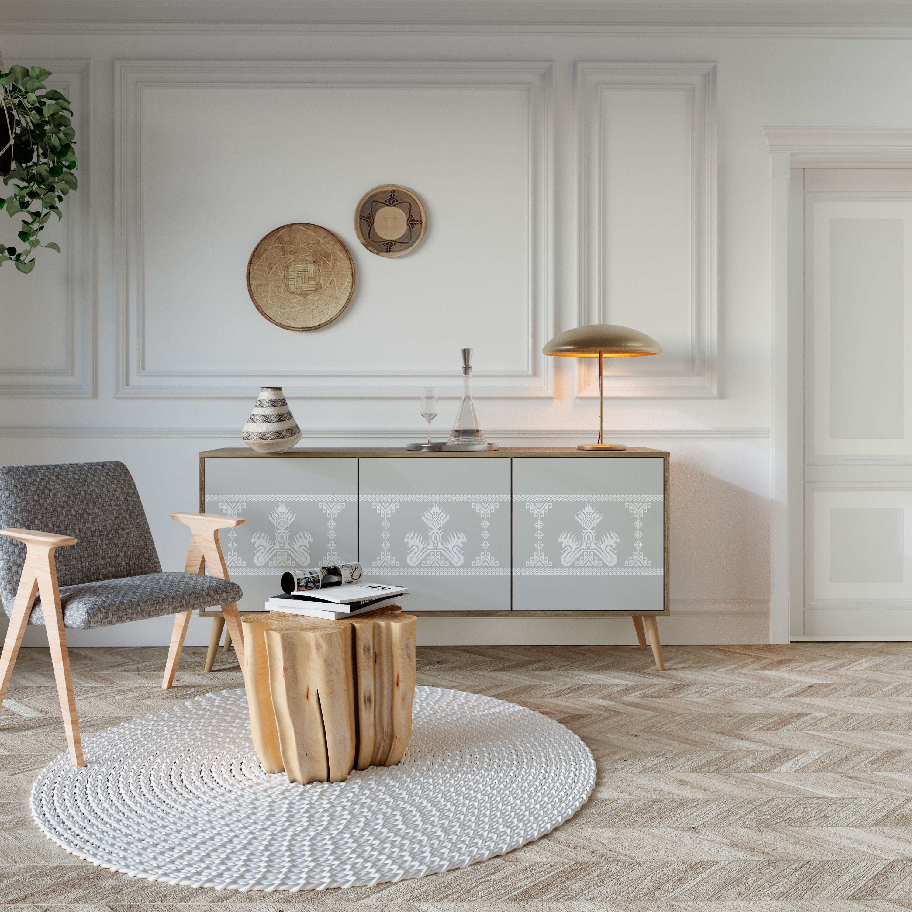 THAI GRAY 3-türiges Sideboard in Eichenoptik