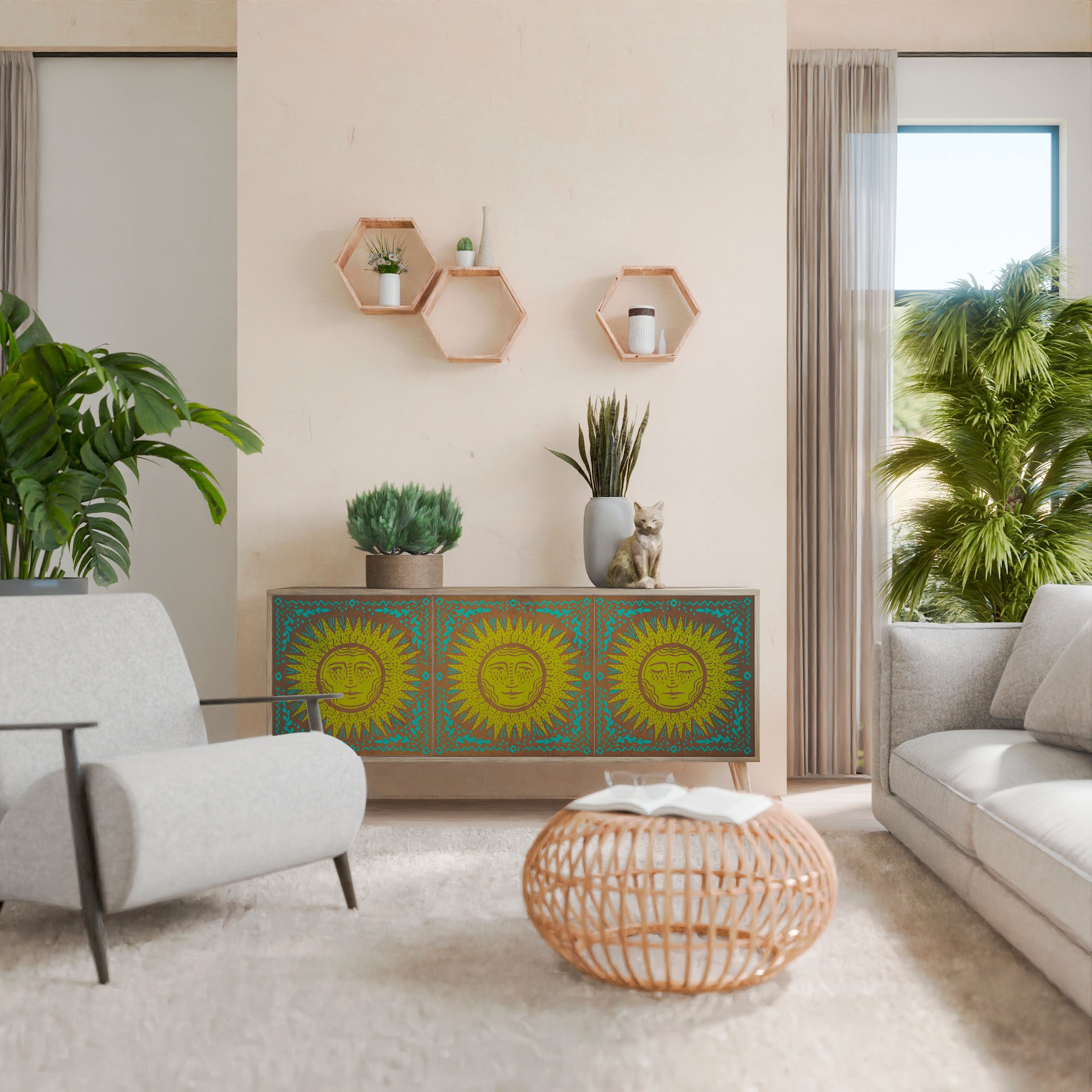 SUNSHINE EULOGY 3-türiges Sideboard in Eichenoptik