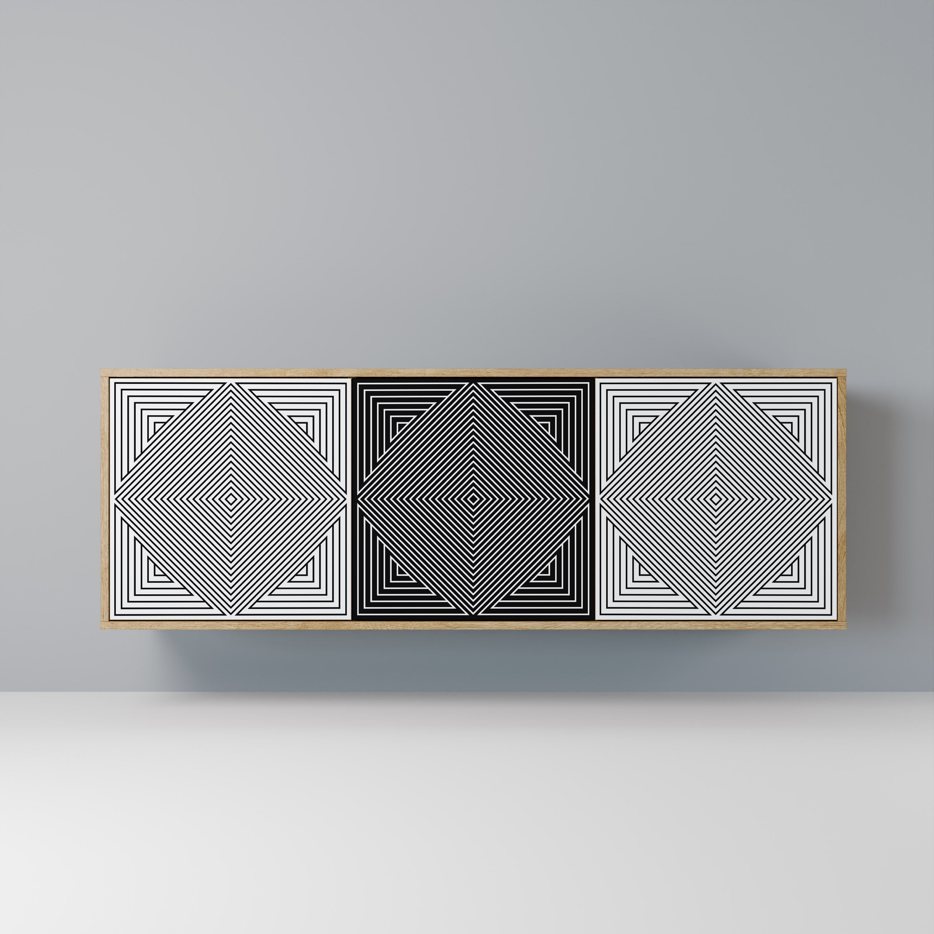 POLYGON ILLUSION 3-türiges Sideboard in Eichenoptik