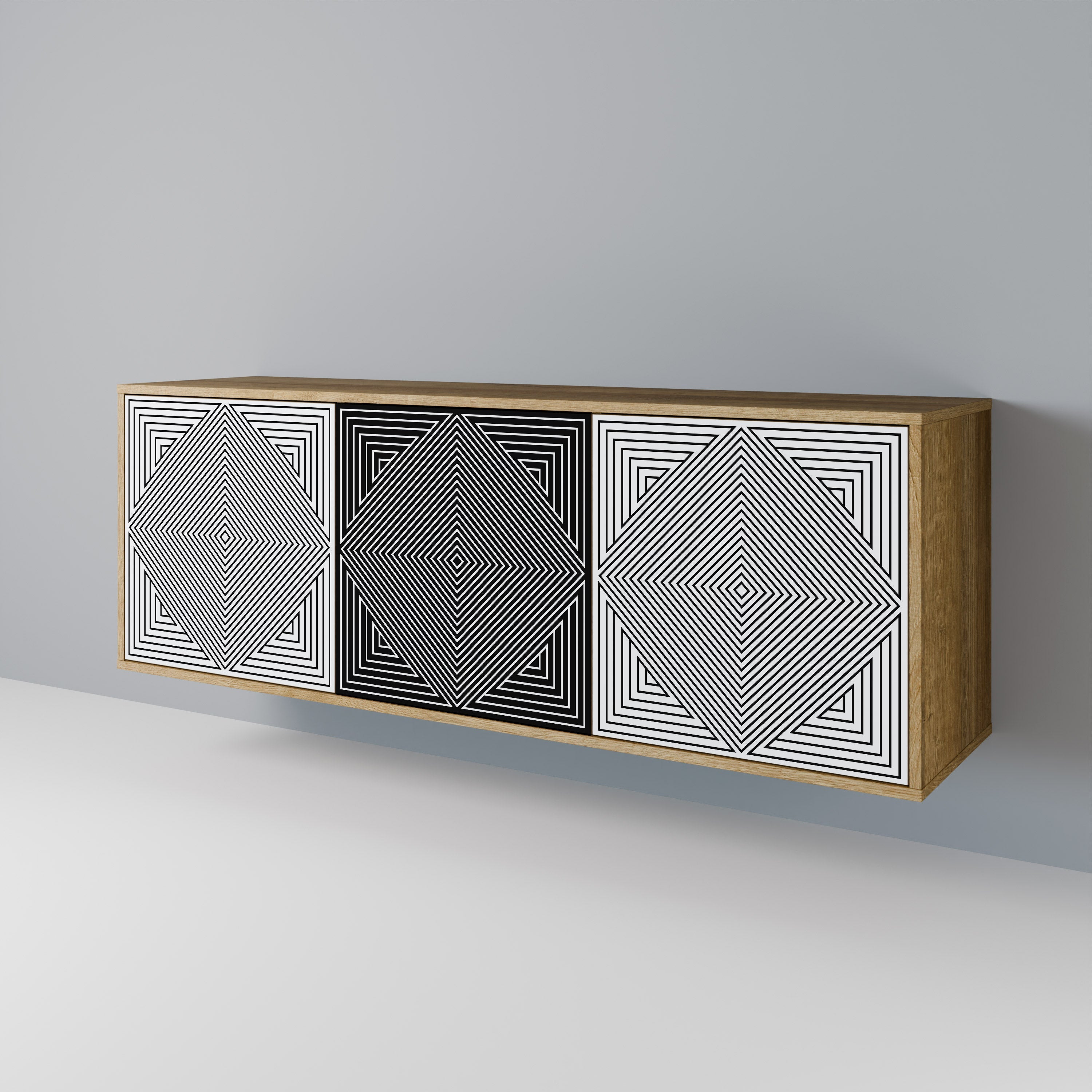 POLYGON ILLUSION 3-türiges Sideboard in Eichenoptik