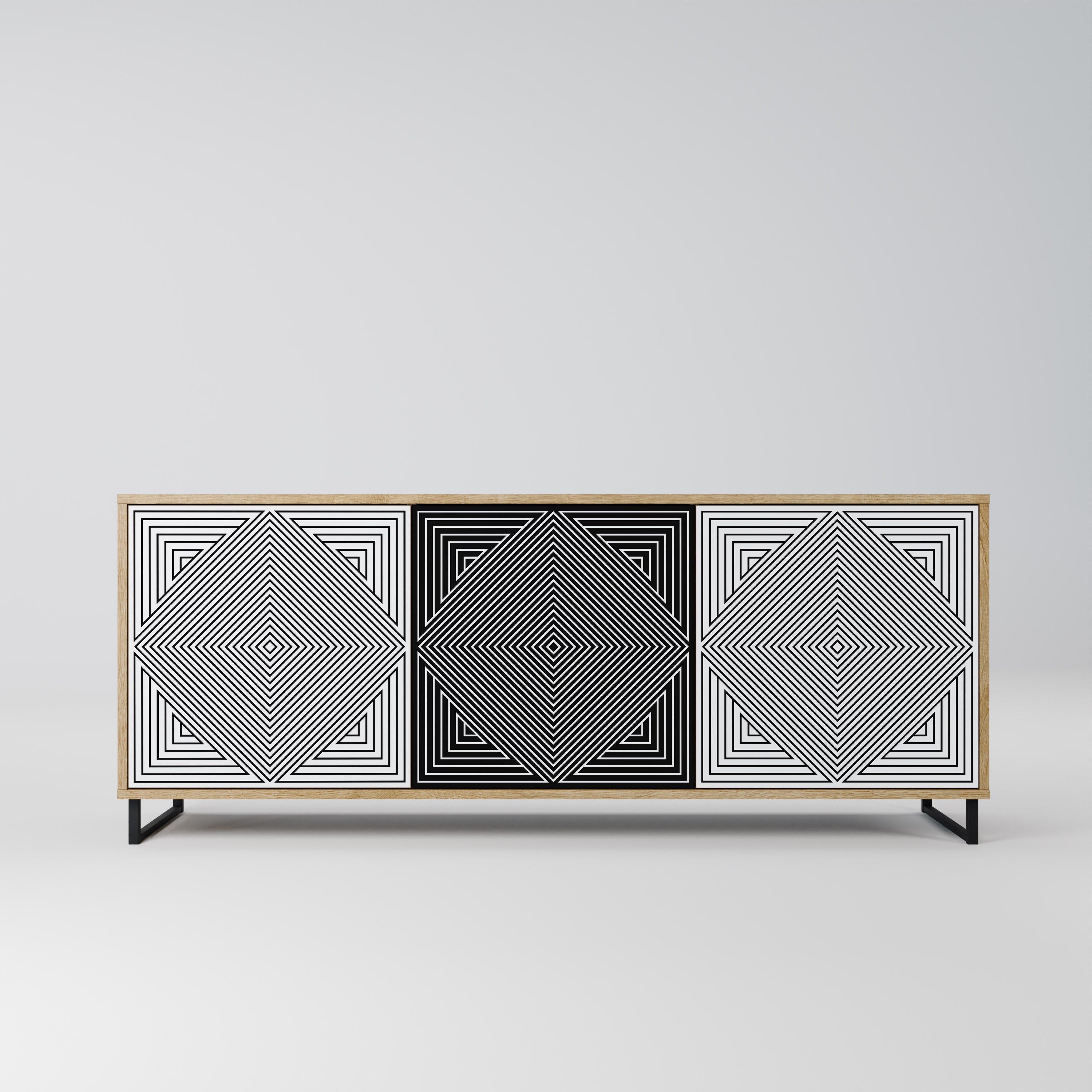 POLYGON ILLUSION 3-türiges Sideboard in Eichenoptik