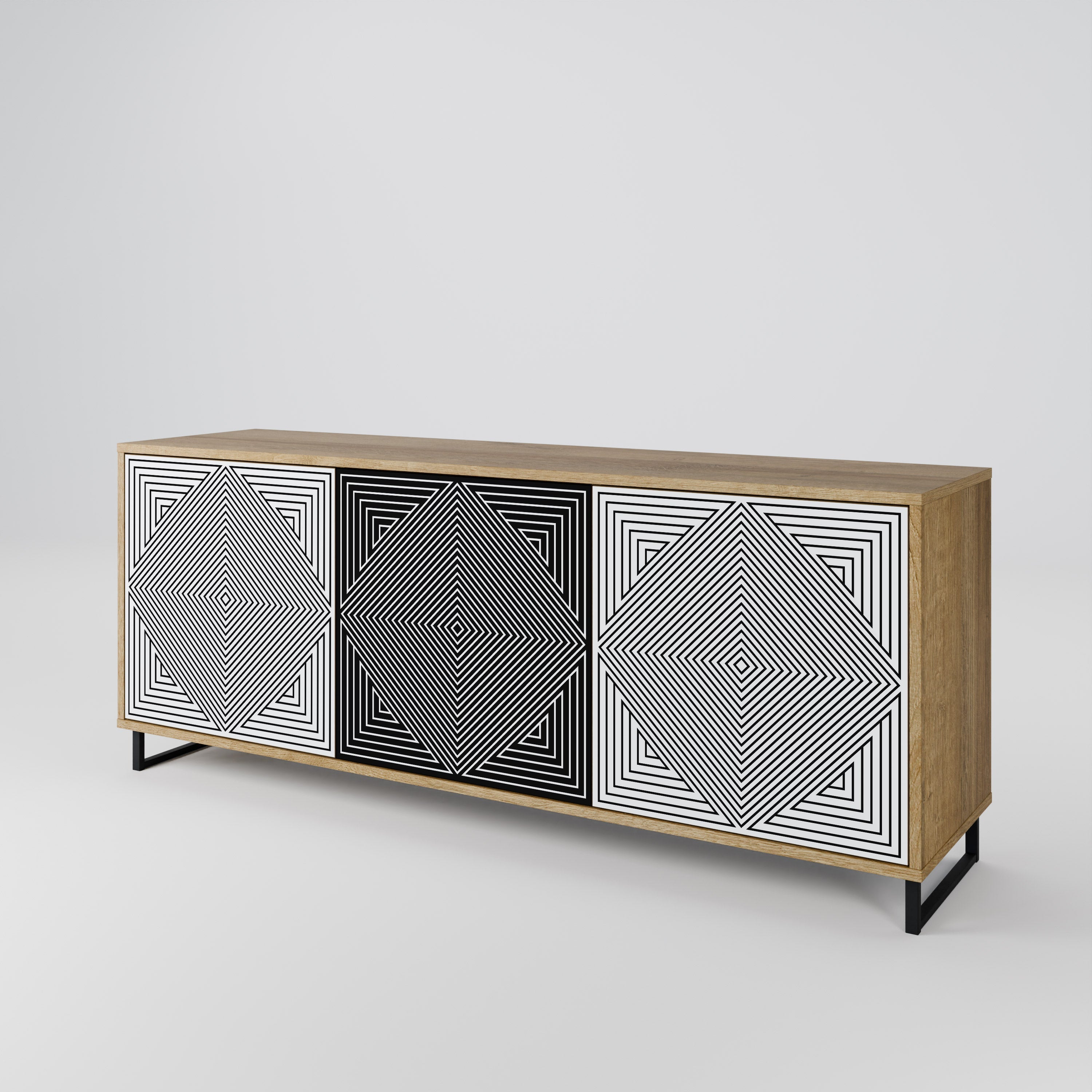 POLYGON ILLUSION 3-türiges Sideboard in Eichenoptik