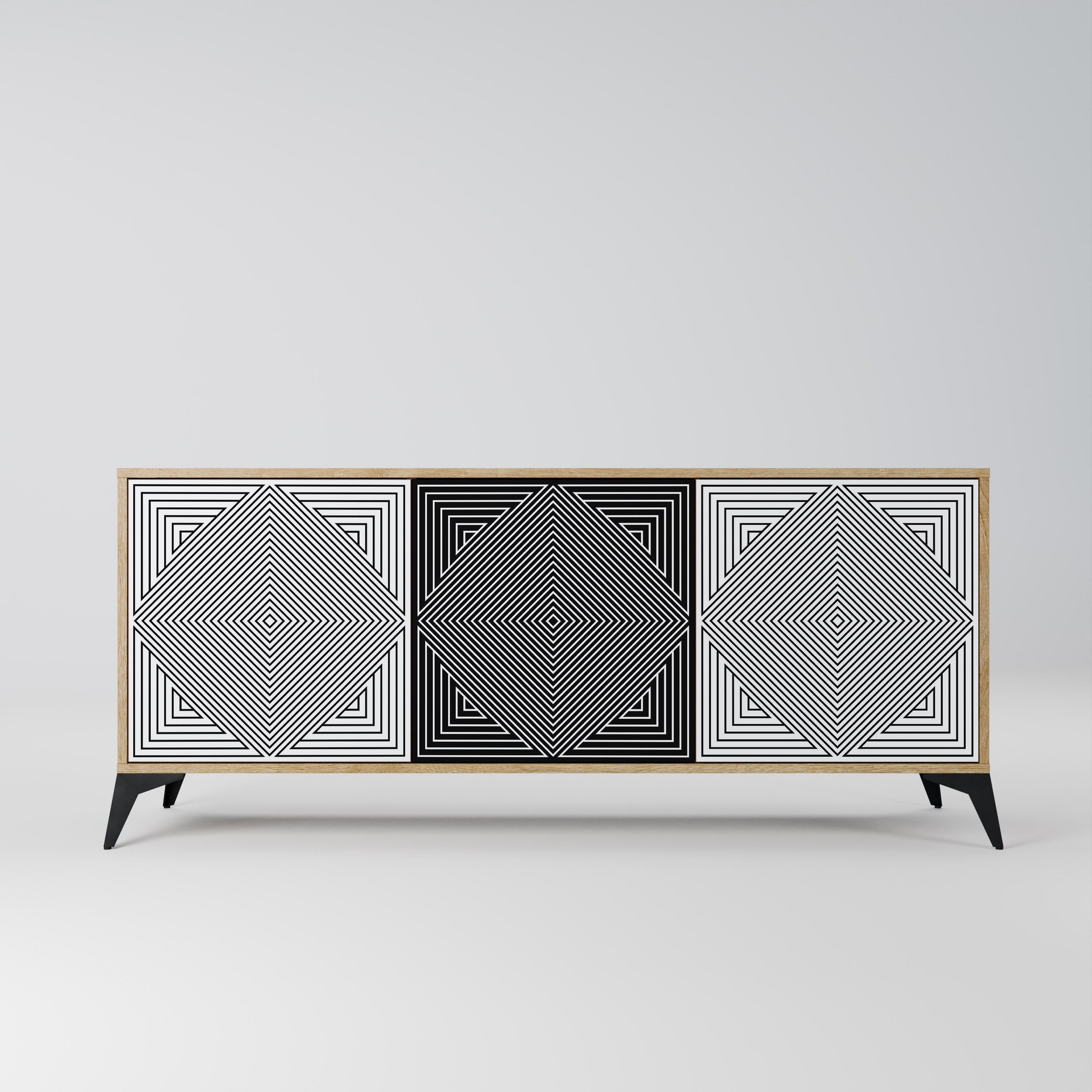 POLYGON ILLUSION 3-türiges Sideboard in Eichenoptik