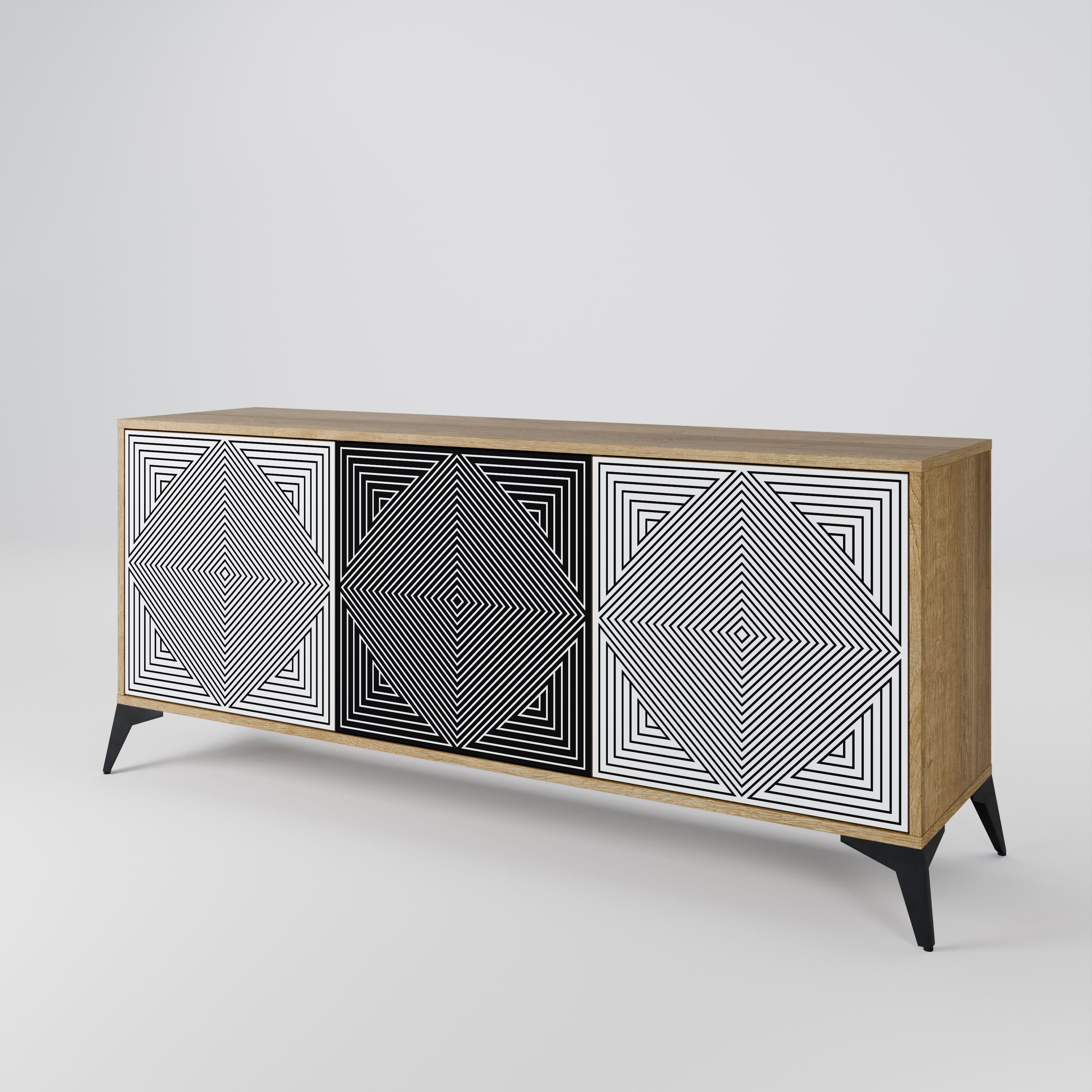 POLYGON ILLUSION 3-türiges Sideboard in Eichenoptik