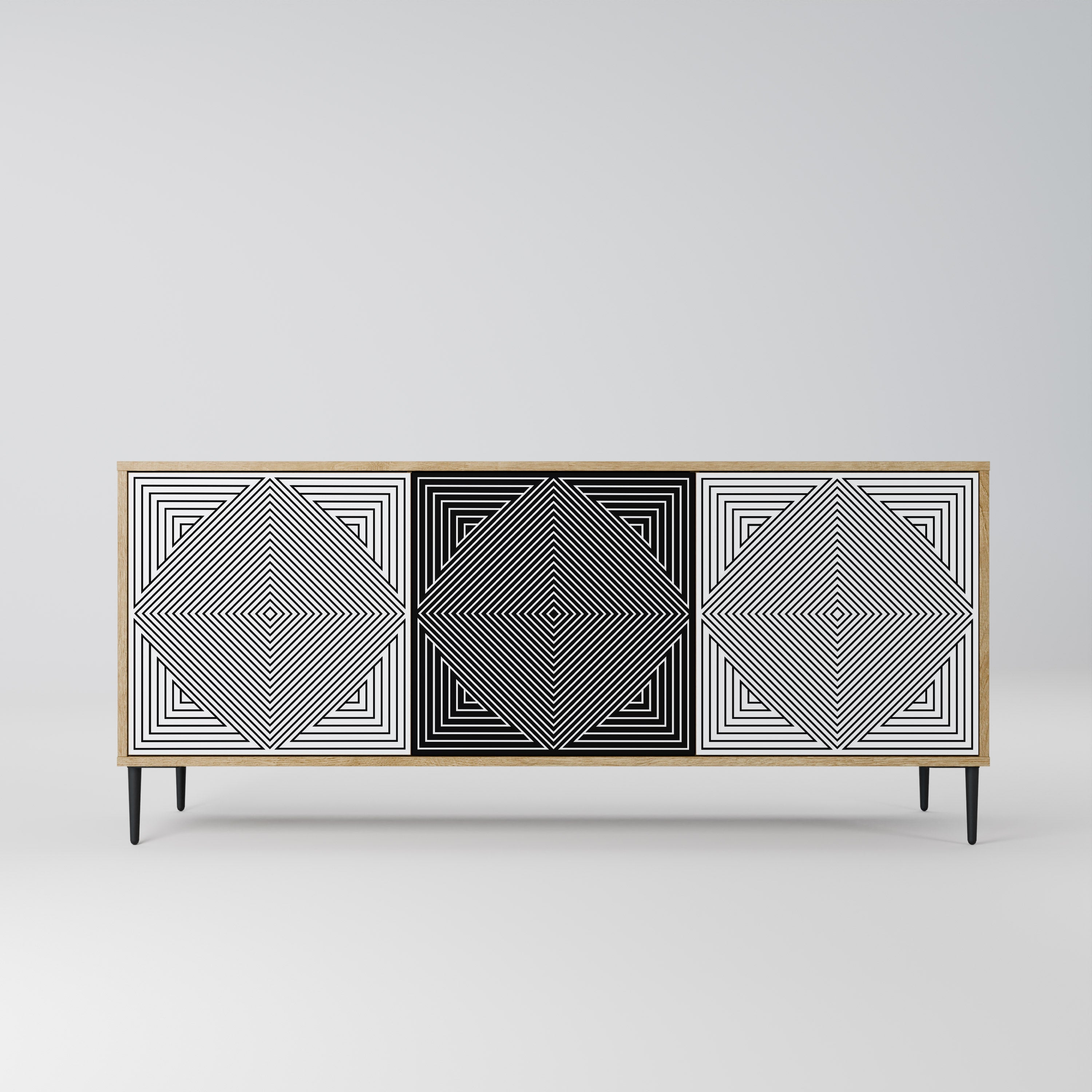 POLYGON ILLUSION 3-türiges Sideboard in Eichenoptik
