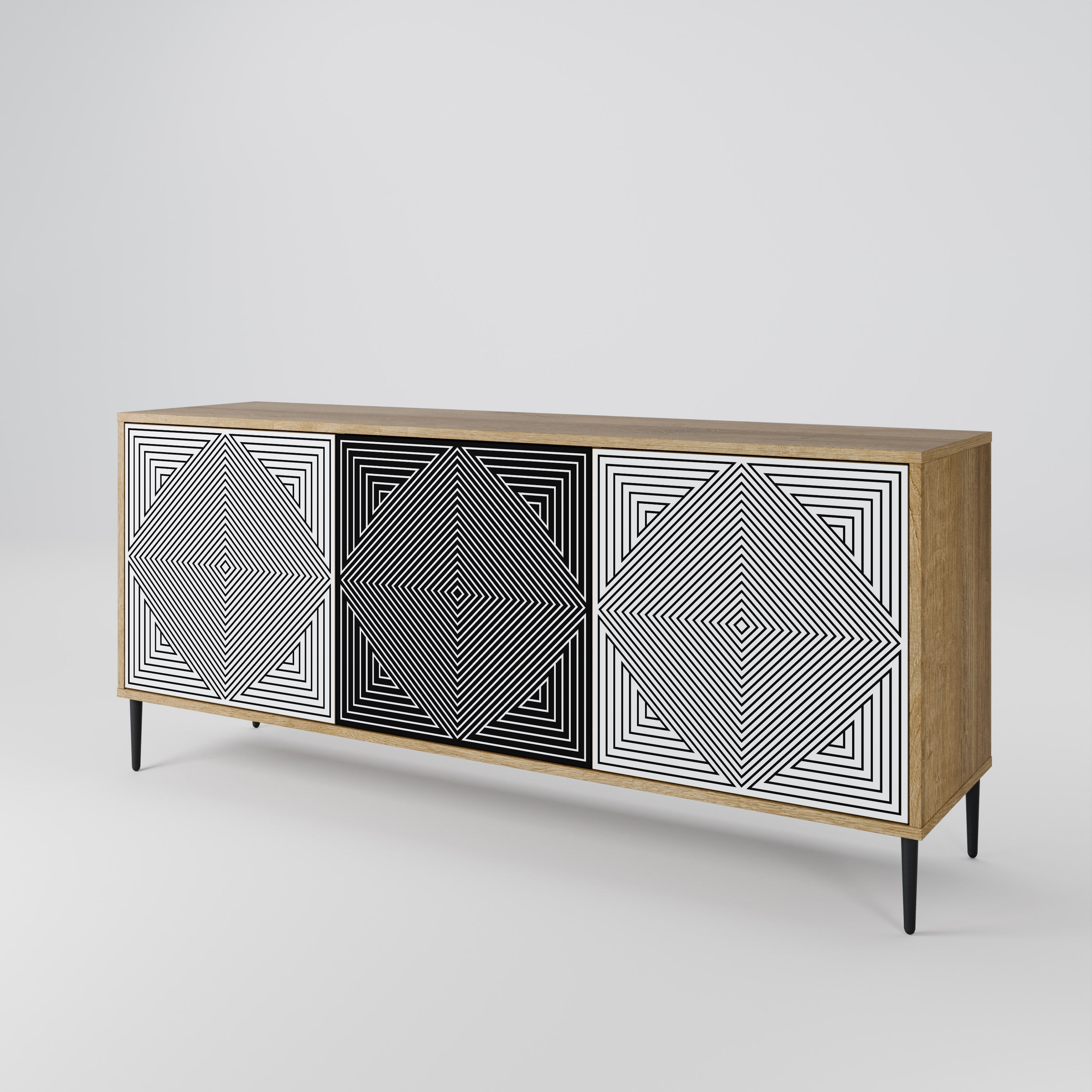 POLYGON ILLUSION 3-türiges Sideboard in Eichenoptik