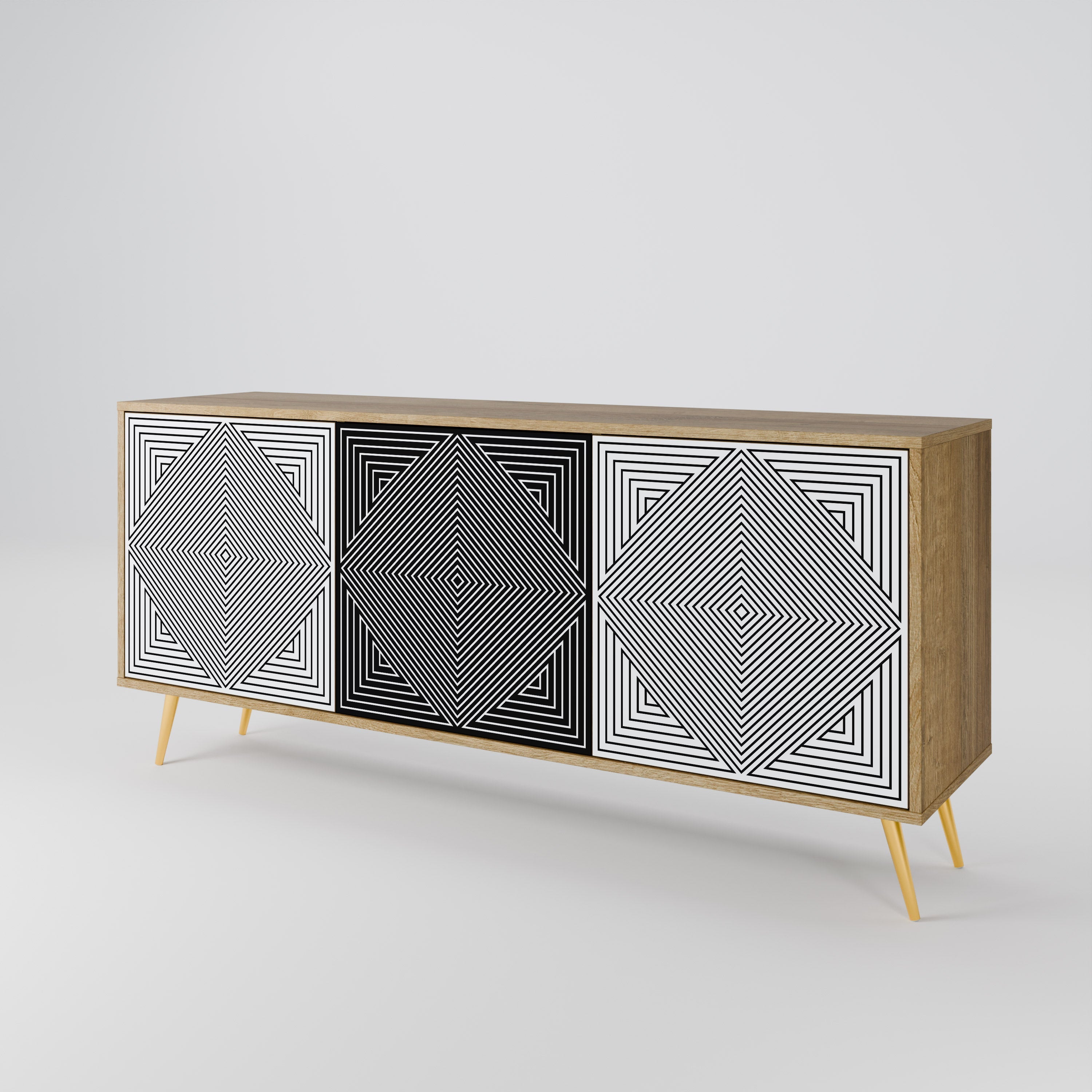 POLYGON ILLUSION 3-türiges Sideboard in Eichenoptik