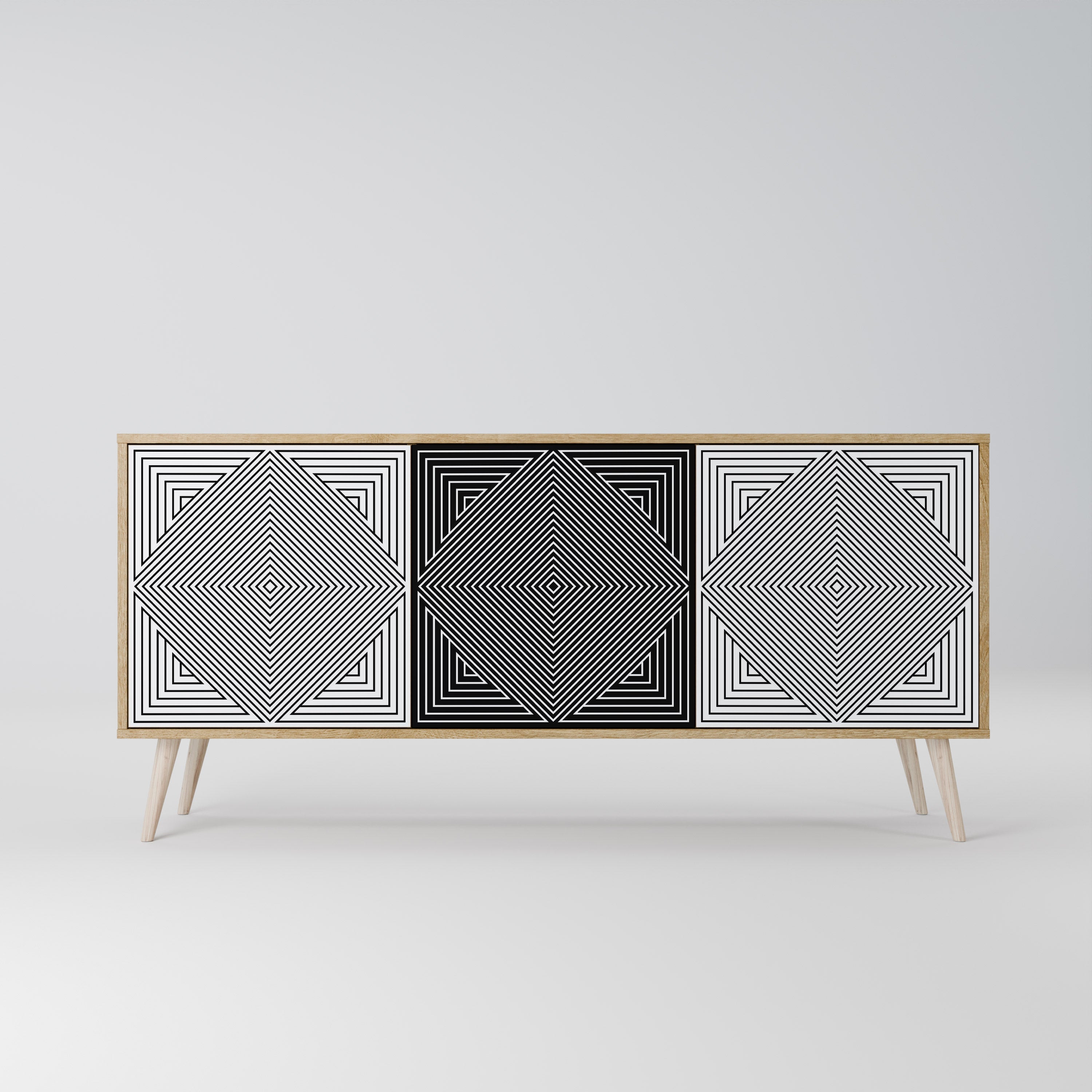 POLYGON ILLUSION 3-türiges Sideboard in Eichenoptik