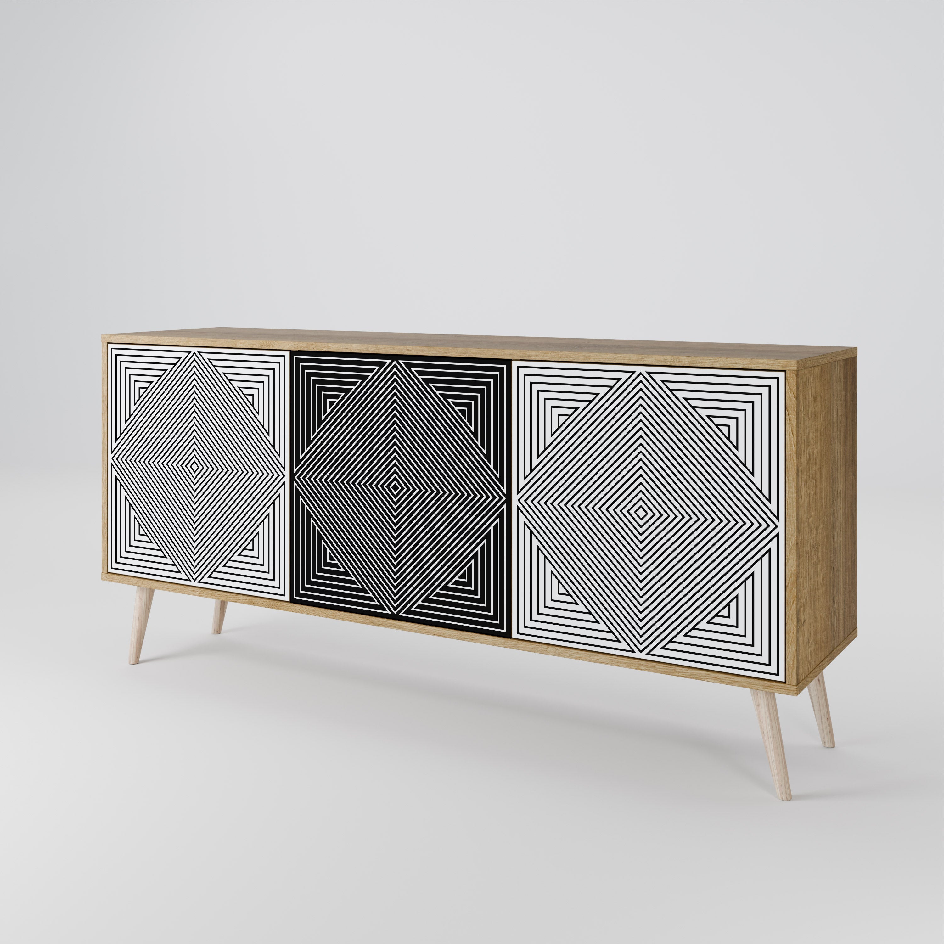 POLYGON ILLUSION 3-türiges Sideboard in Eichenoptik