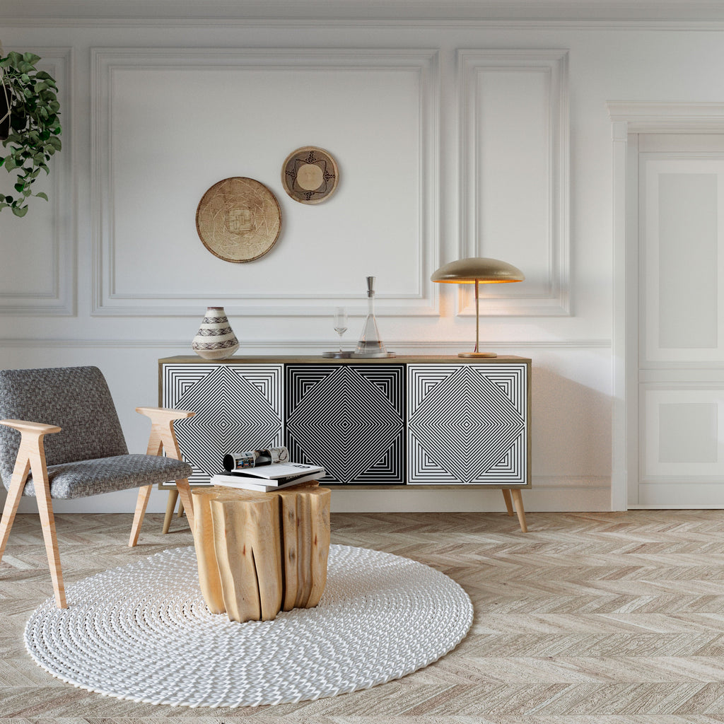 POLYGON ILLUSION 3-türiges Sideboard in Eichenoptik