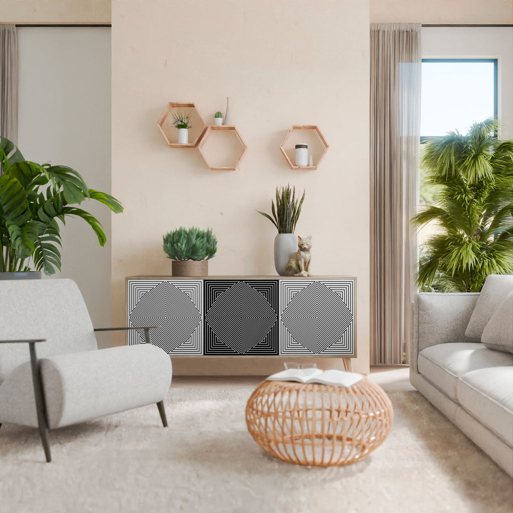 POLYGON ILLUSION 3-türiges Sideboard in Eichenoptik