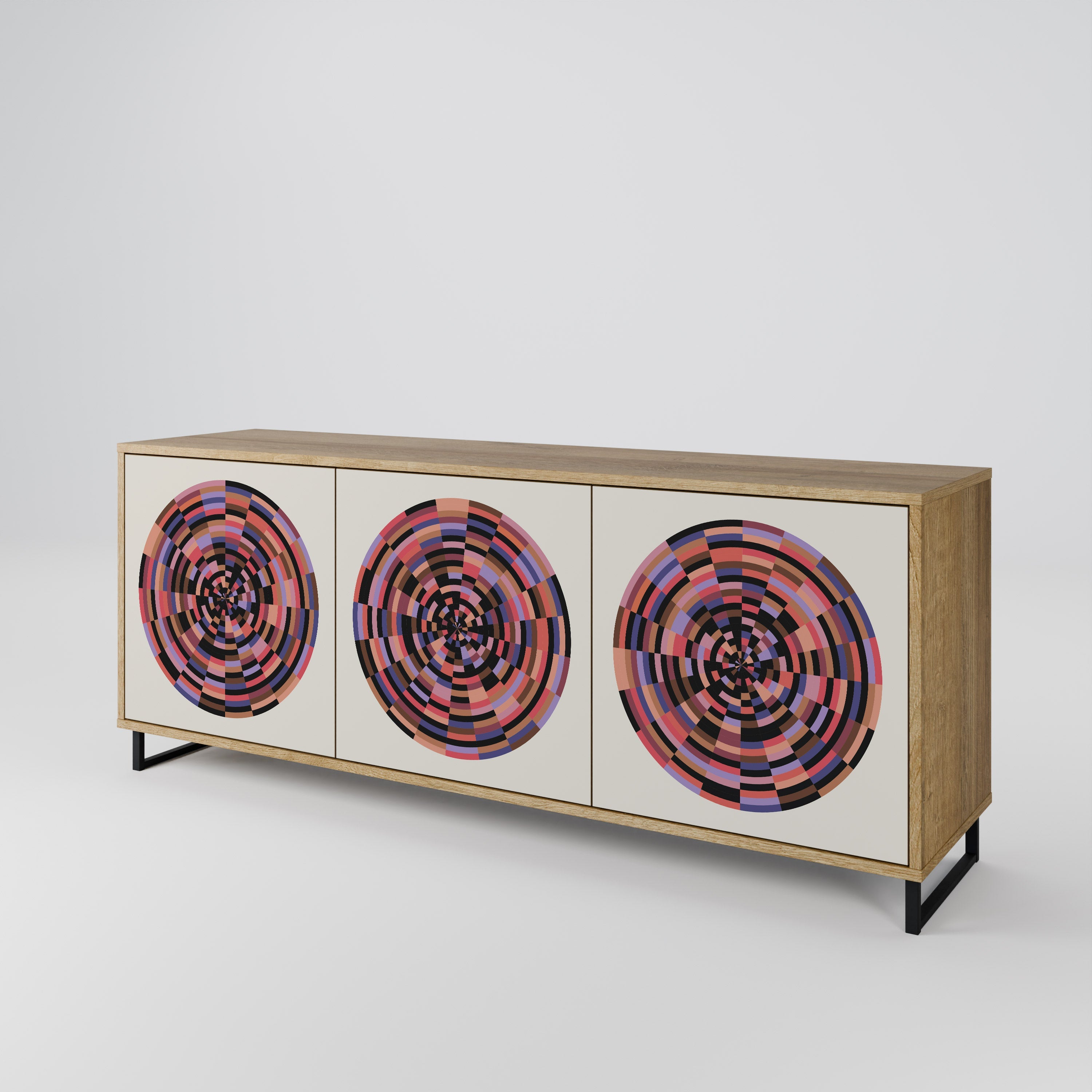 BROWN CIRCLES 3-türiges Sideboard in Eichenoptik