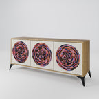 BROWN CIRCLES 3-Door Sideboard in Oak Effect