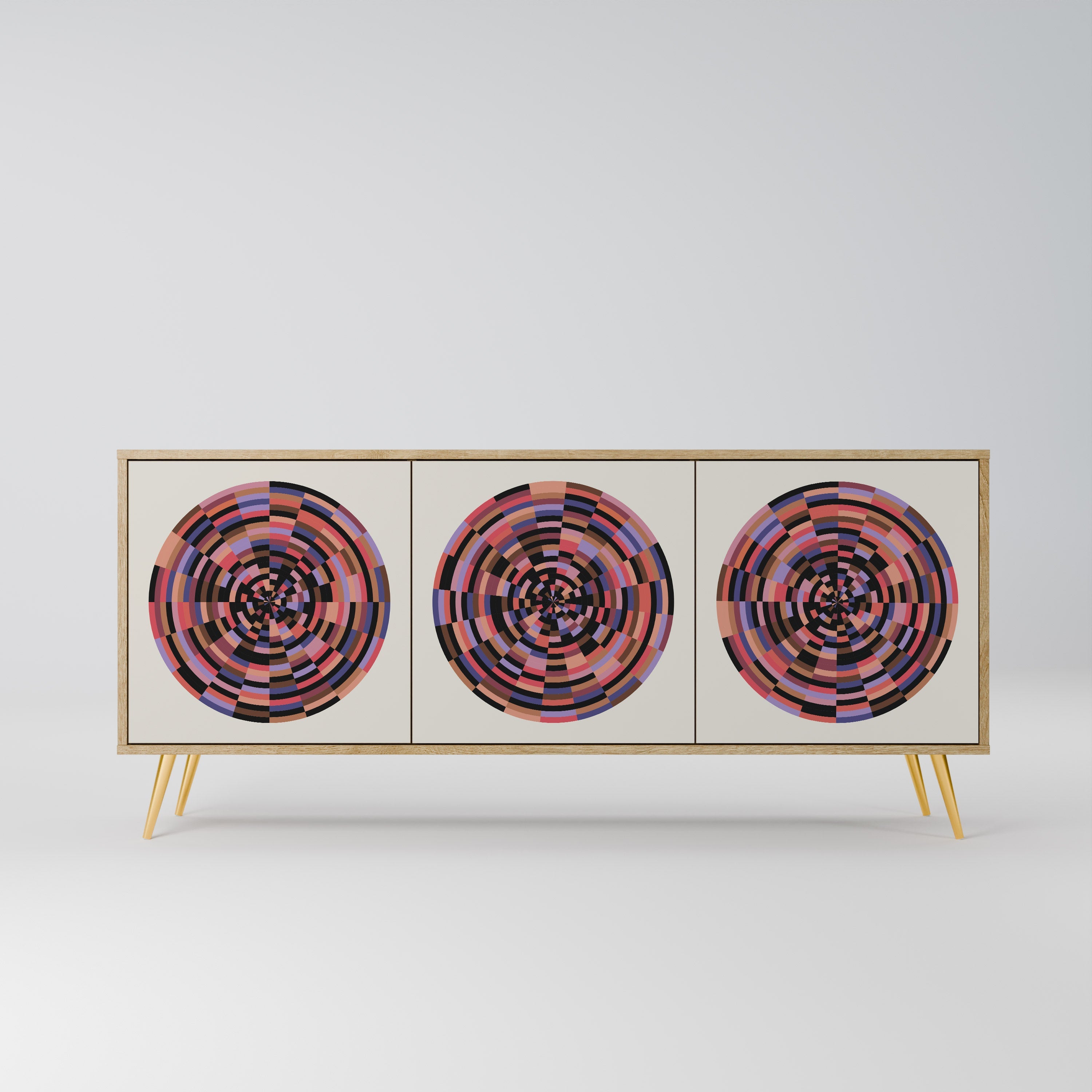 BROWN CIRCLES 3-türiges Sideboard in Eichenoptik