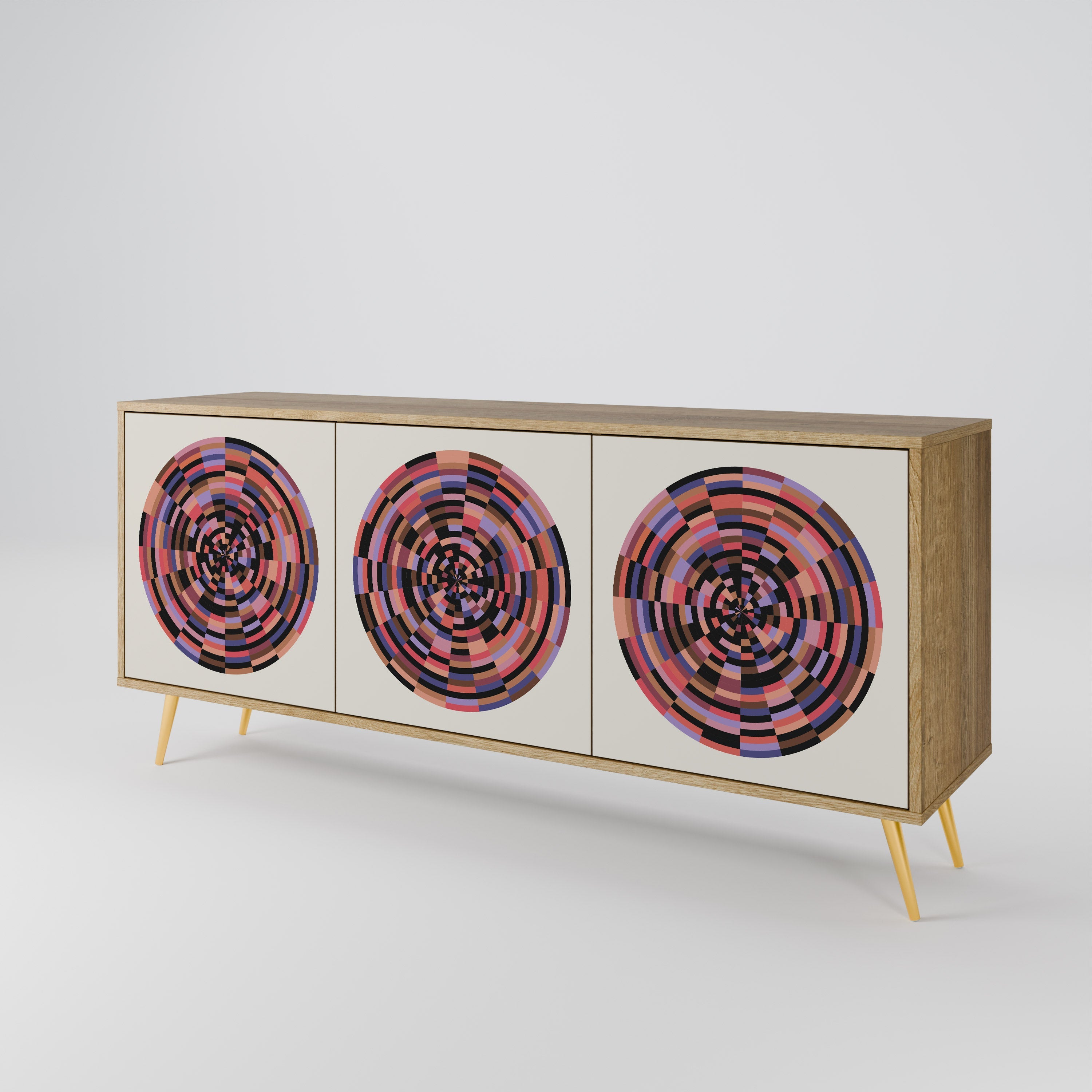 BROWN CIRCLES 3-türiges Sideboard in Eichenoptik
