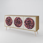 BROWN CIRCLES 3-Door Sideboard in Oak Effect