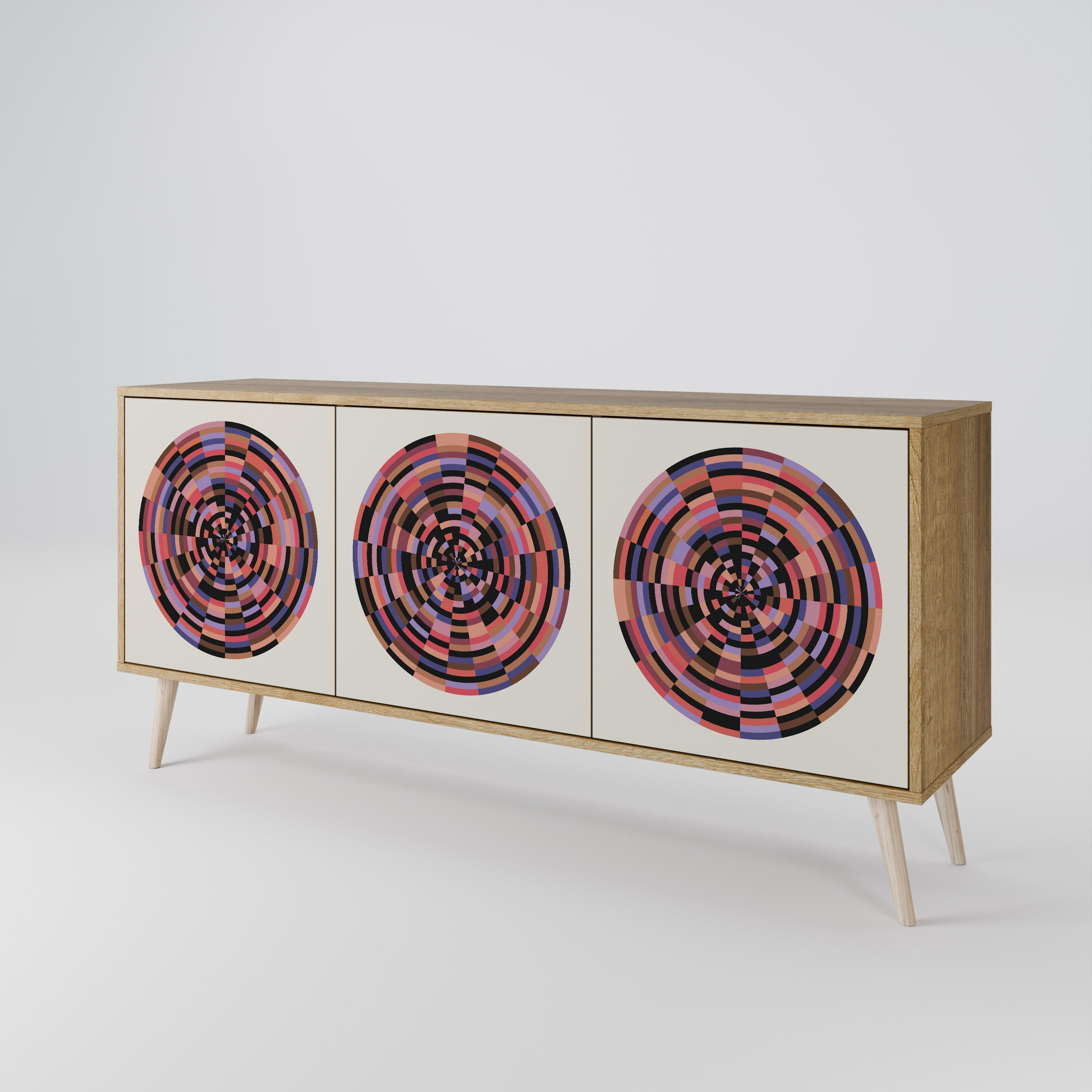 BROWN CIRCLES 3-türiges Sideboard in Eichenoptik