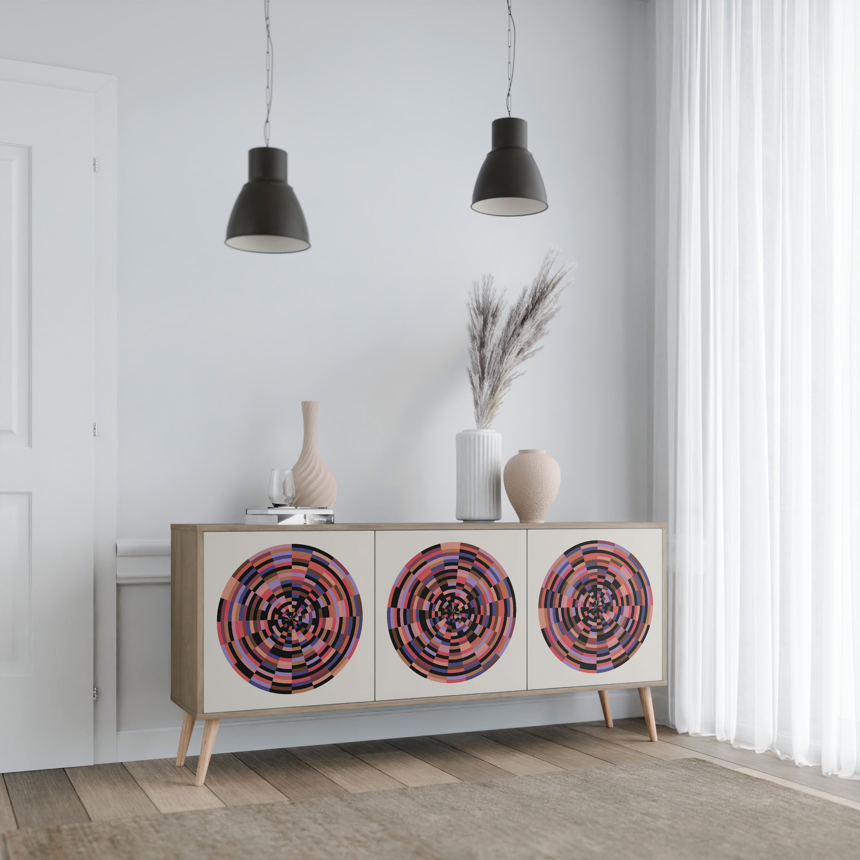BROWN CIRCLES 3-türiges Sideboard in Eichenoptik