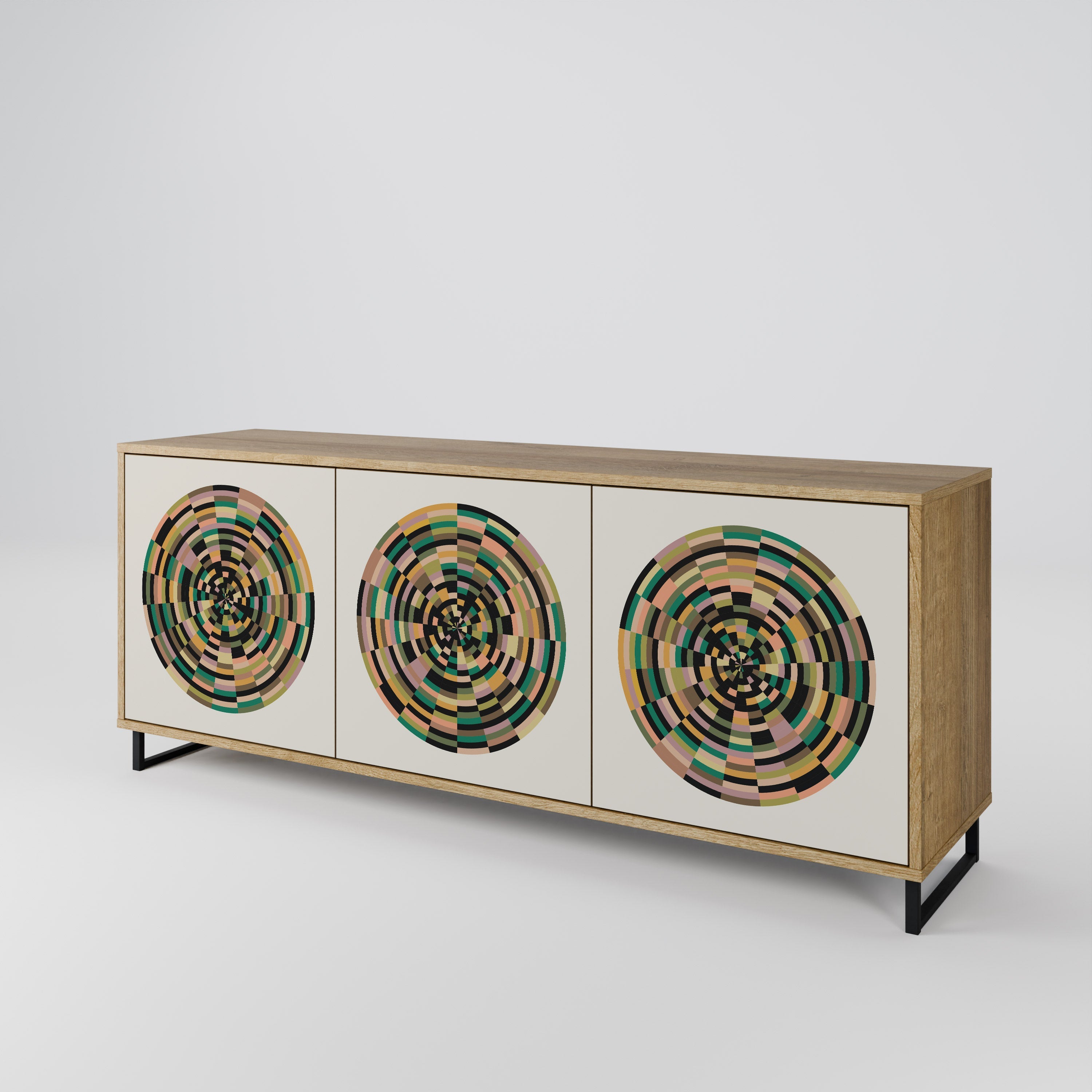 GREEN CIRCLES 3-türiges Sideboard in Eichenoptik