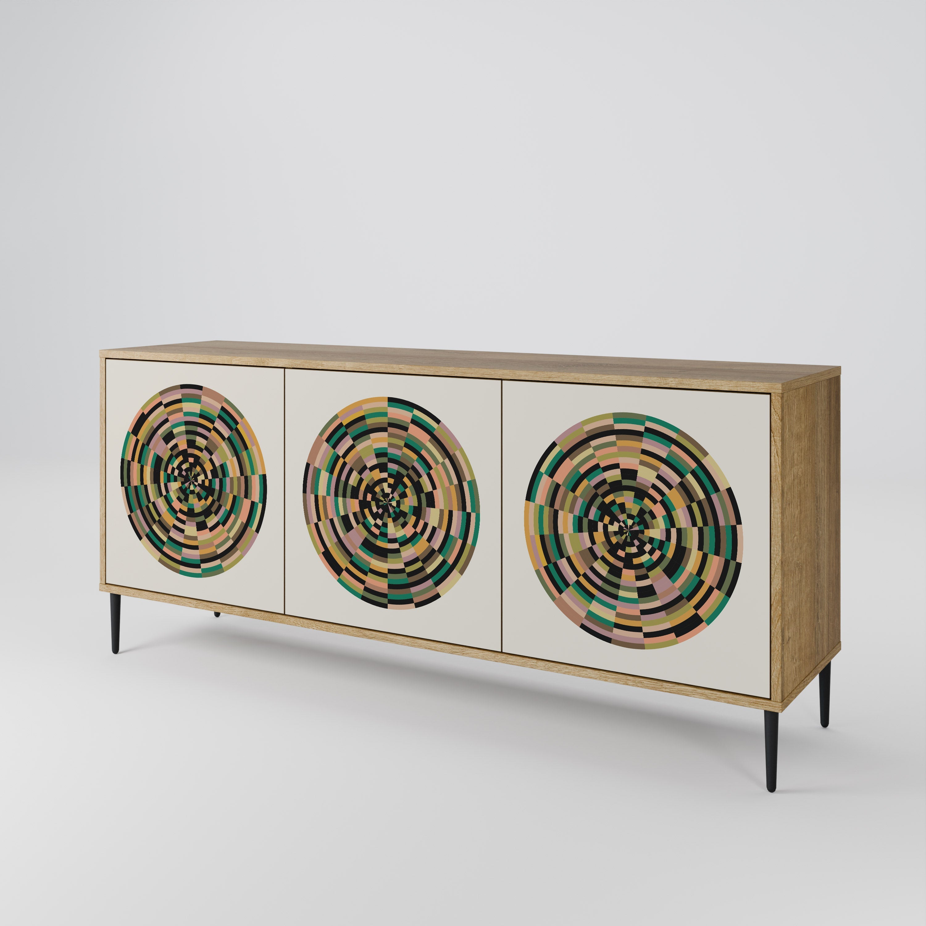GREEN CIRCLES 3-türiges Sideboard in Eichenoptik