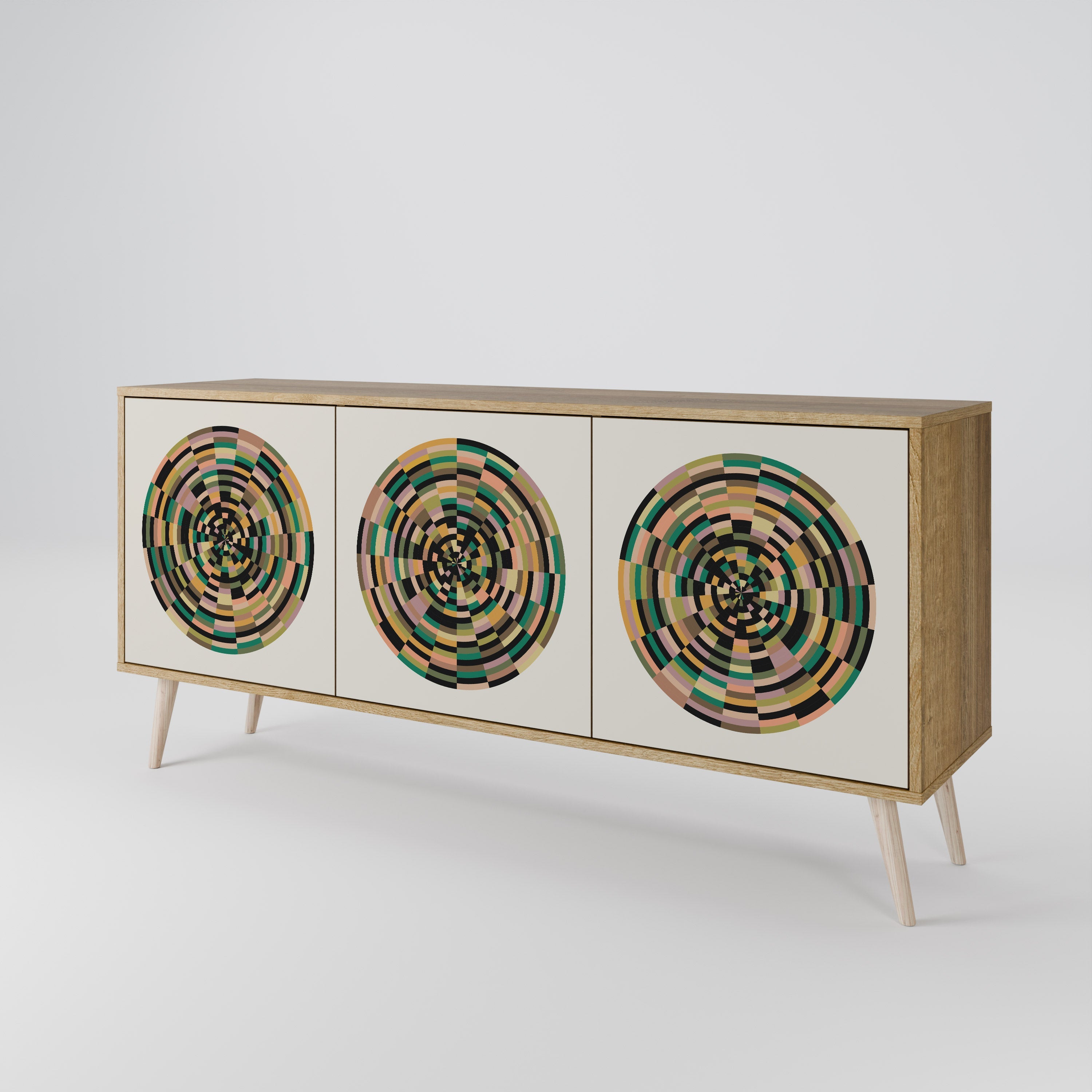 GREEN CIRCLES 3-türiges Sideboard in Eichenoptik