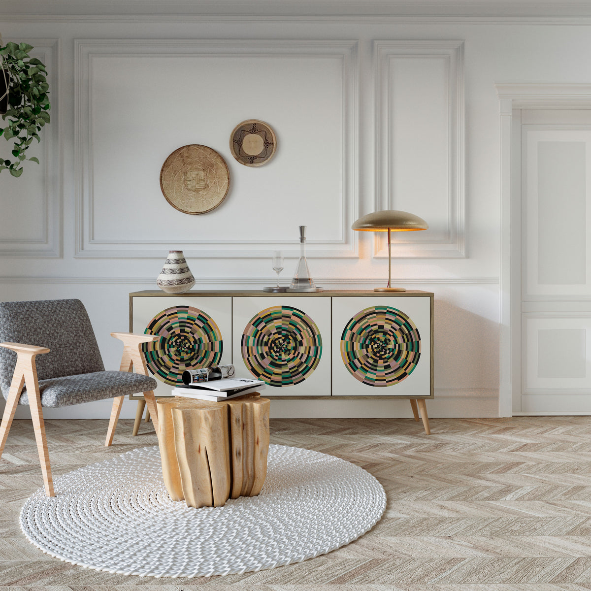 GREEN CIRCLES 3-türiges Sideboard