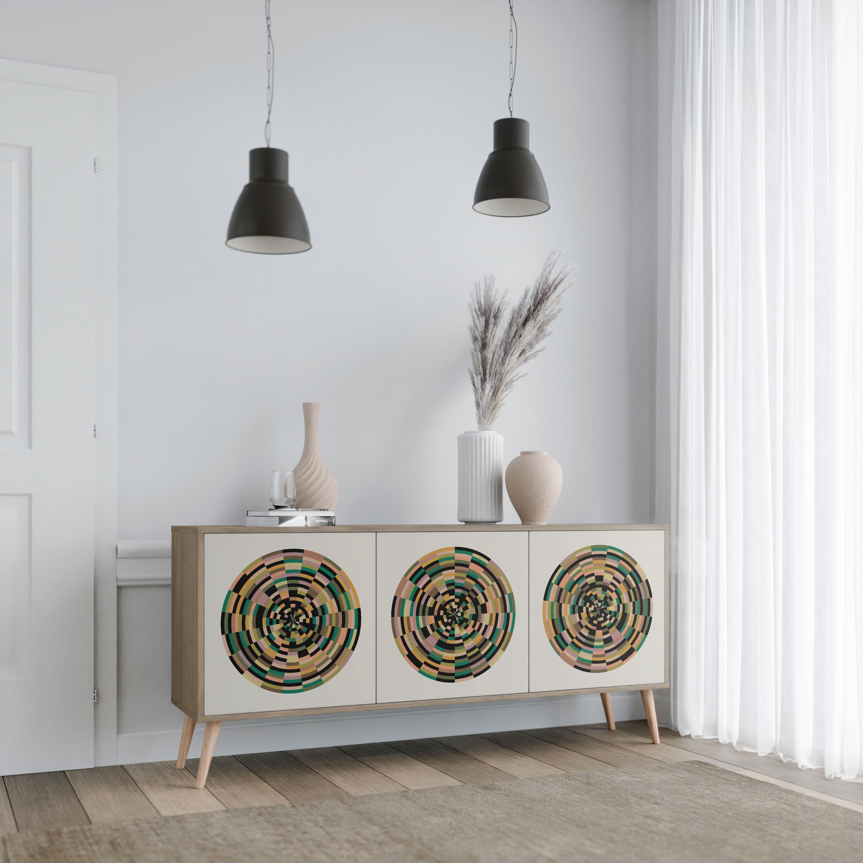 GREEN CIRCLES 3-türiges Sideboard in Eichenoptik