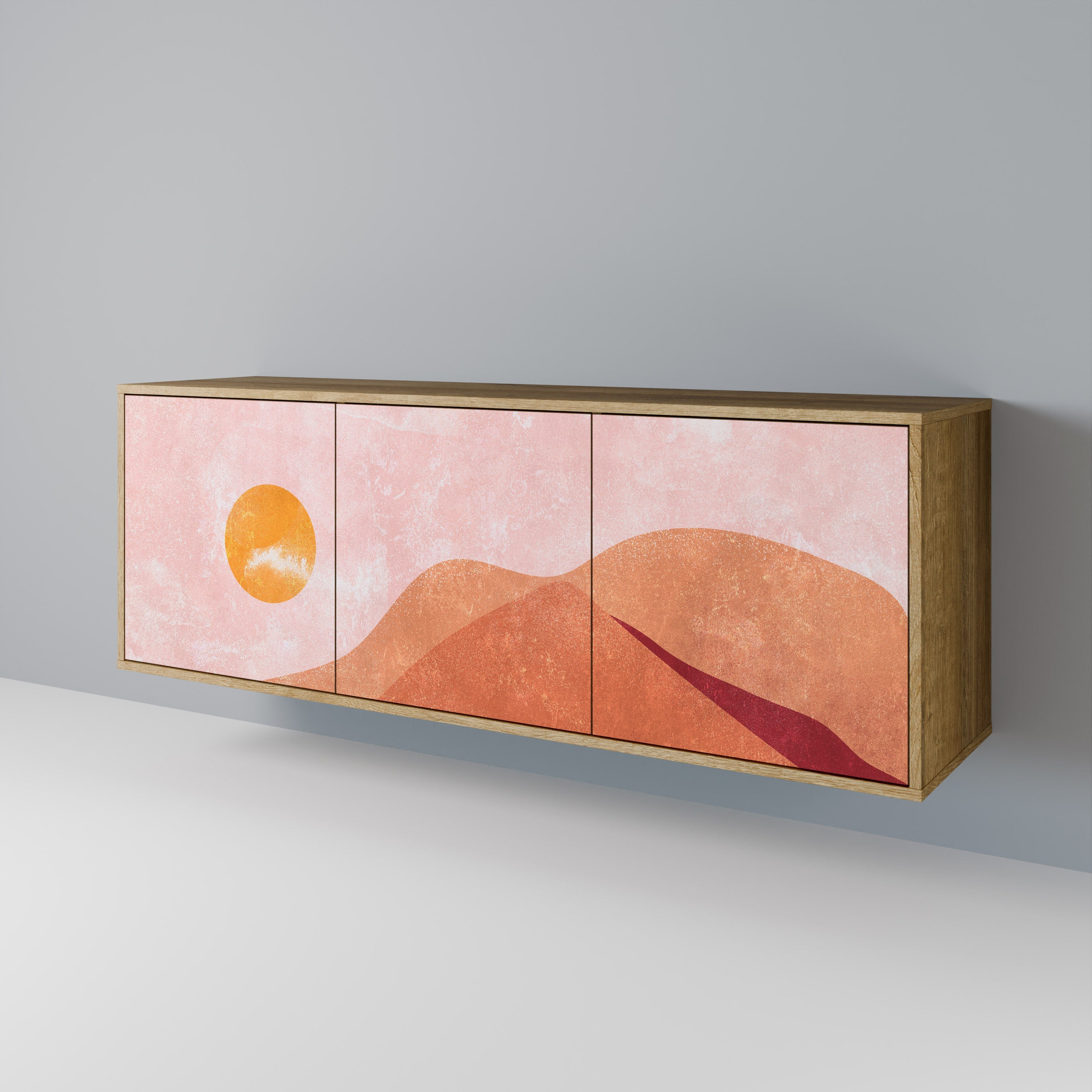 LUMINOUS SUNLIGHT 3-türiges Sideboard in Eichenoptik