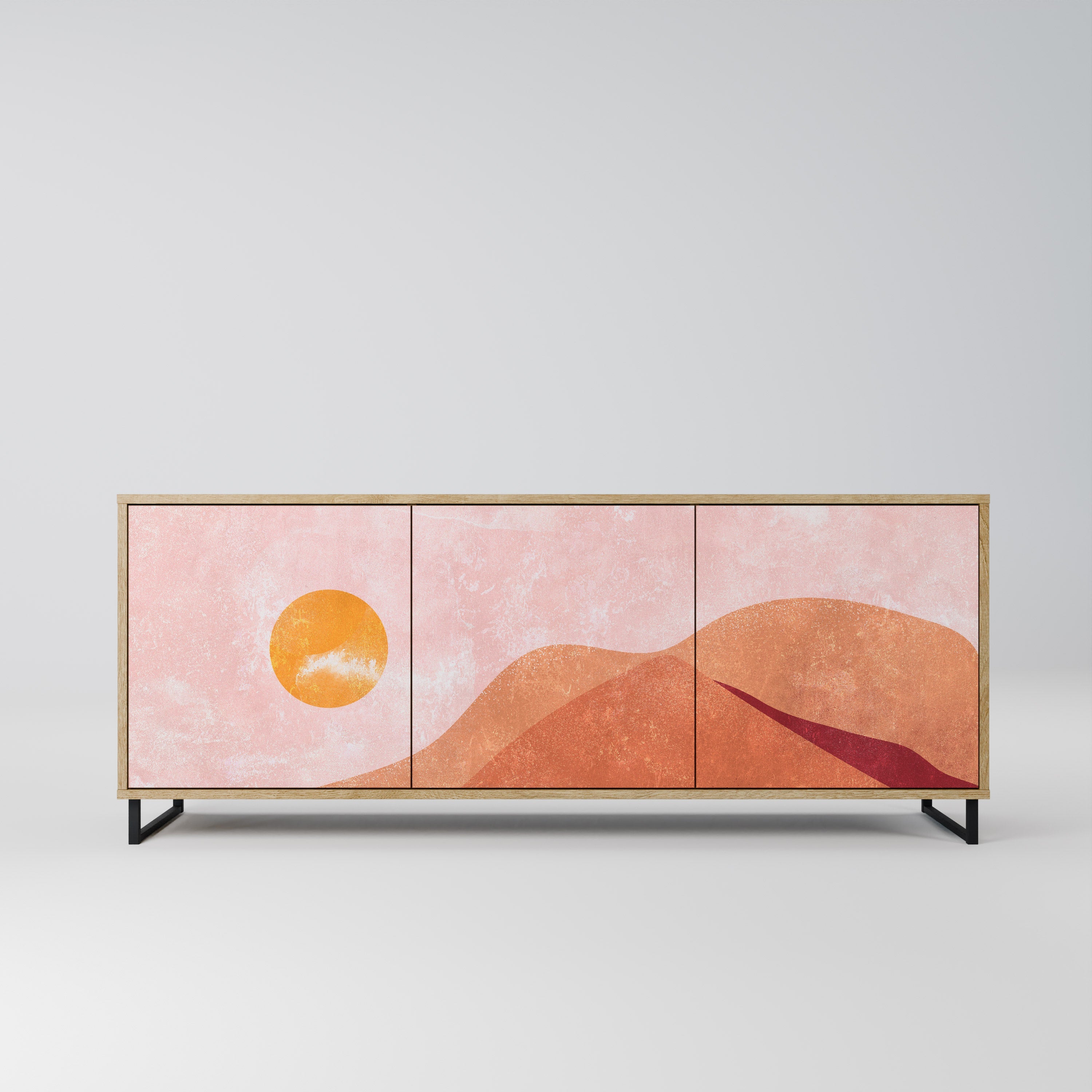 LUMINOUS SUNLIGHT 3-türiges Sideboard in Eichenoptik