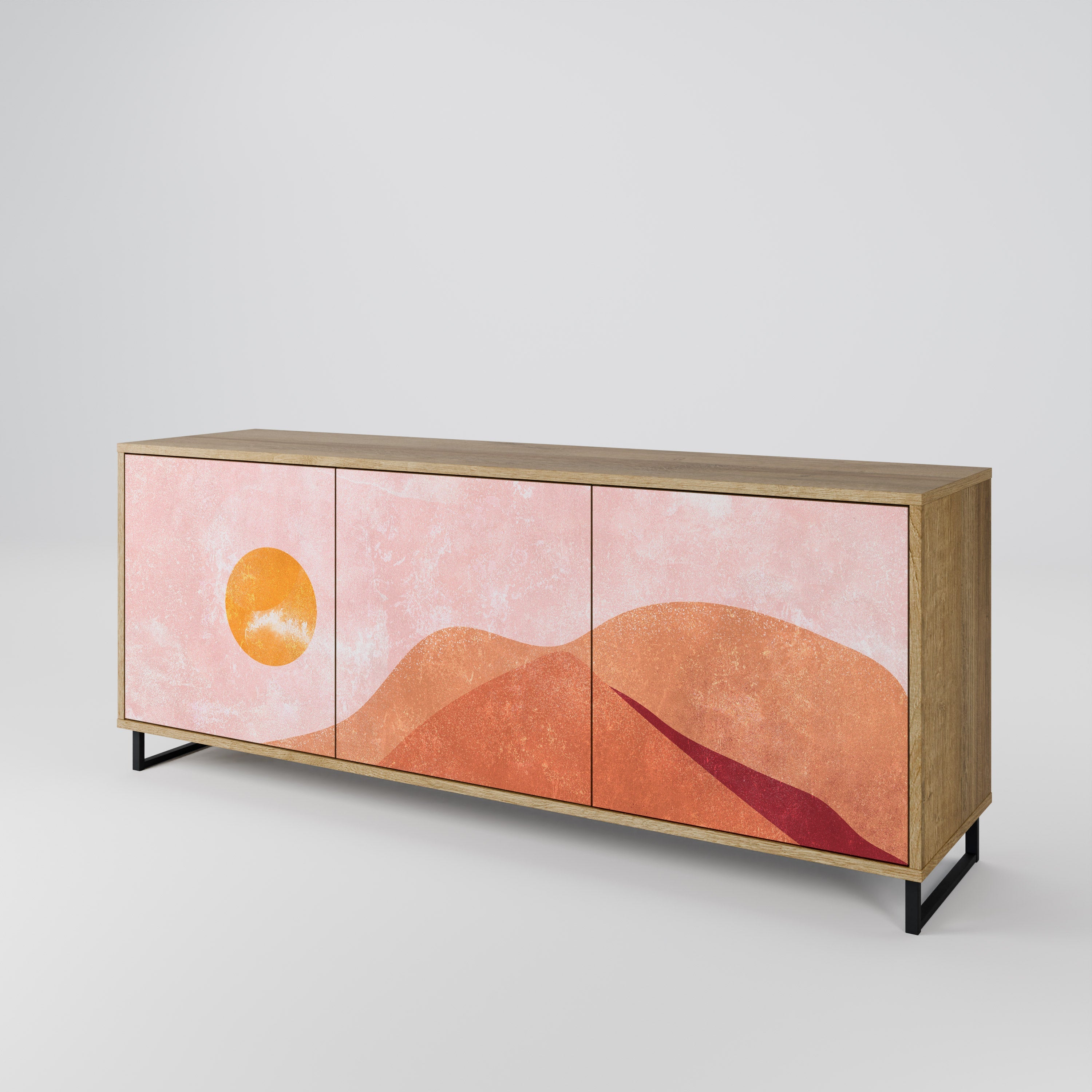LUMINOUS SUNLIGHT 3-türiges Sideboard in Eichenoptik