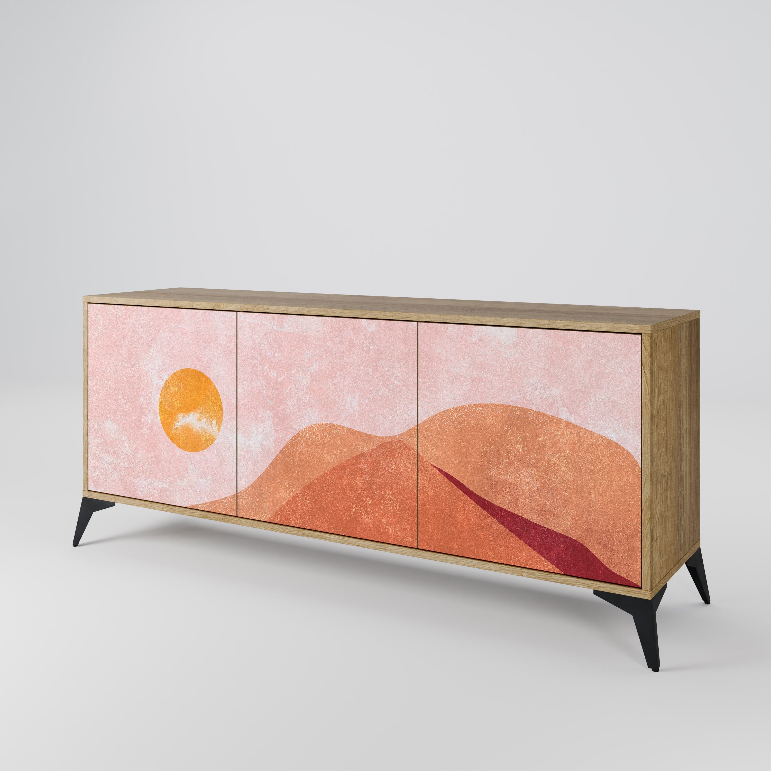 LUMINOUS SUNLIGHT 3-türiges Sideboard in Eichenoptik