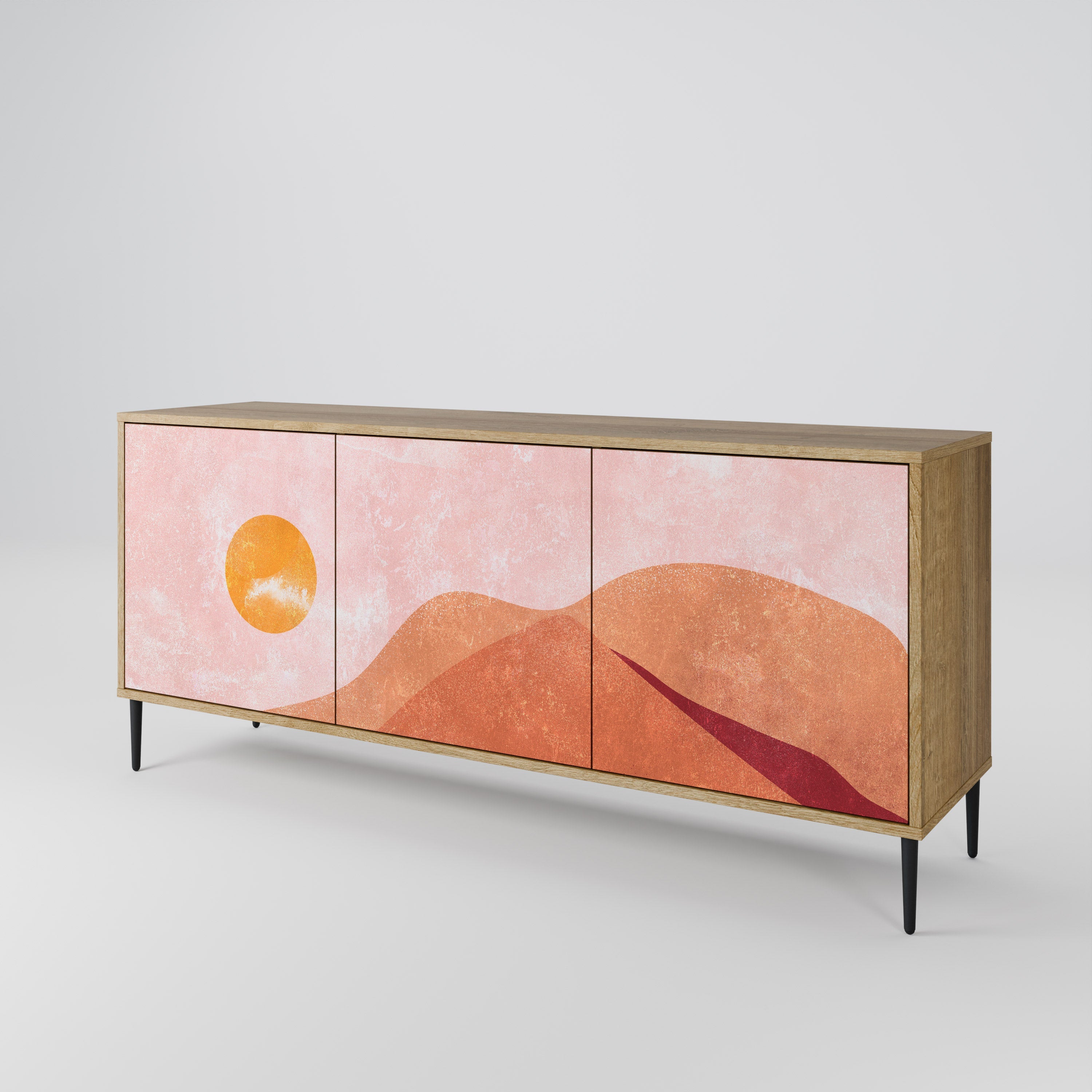 LUMINOUS SUNLIGHT 3-türiges Sideboard in Eichenoptik