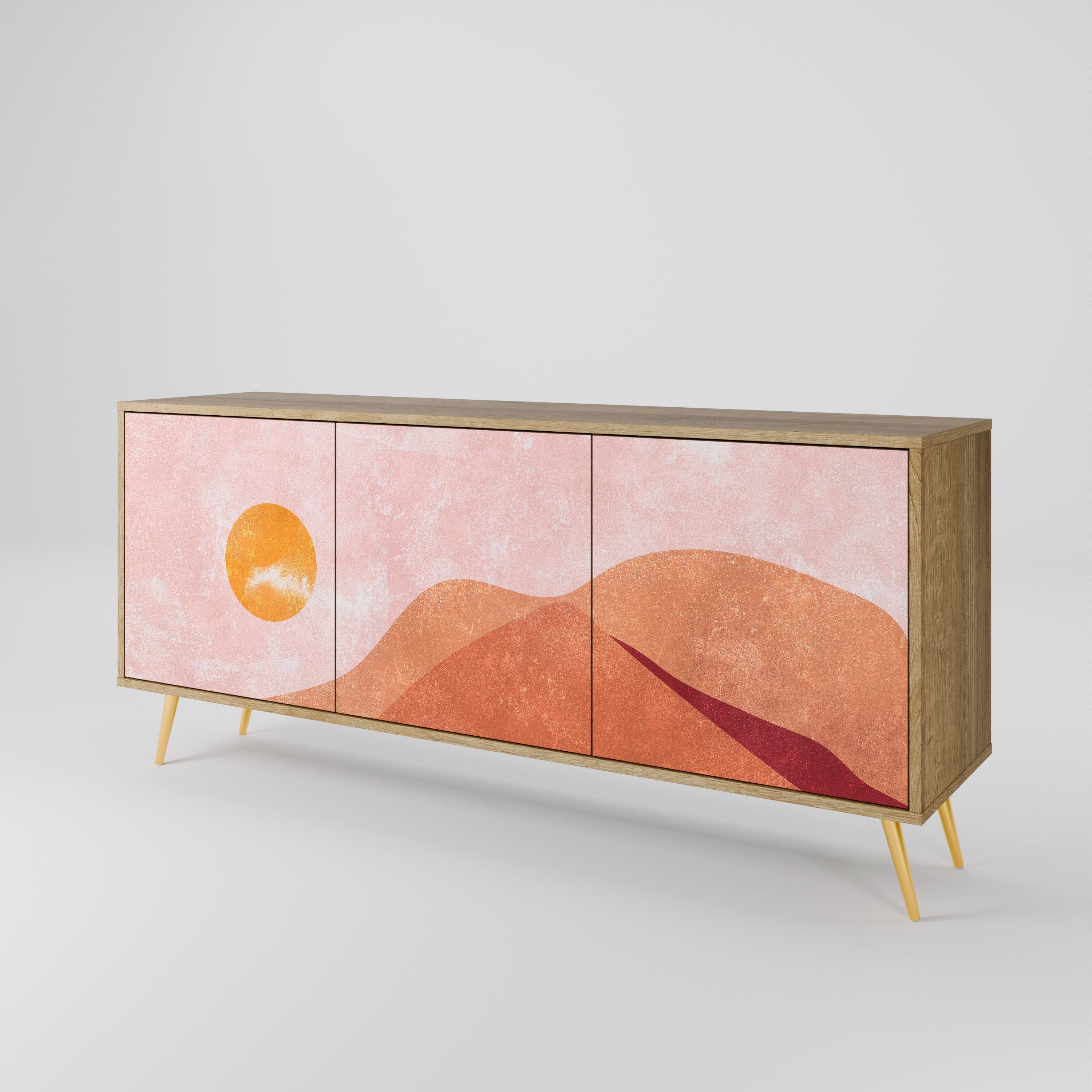 LUMINOUS SUNLIGHT 3-türiges Sideboard in Eichenoptik