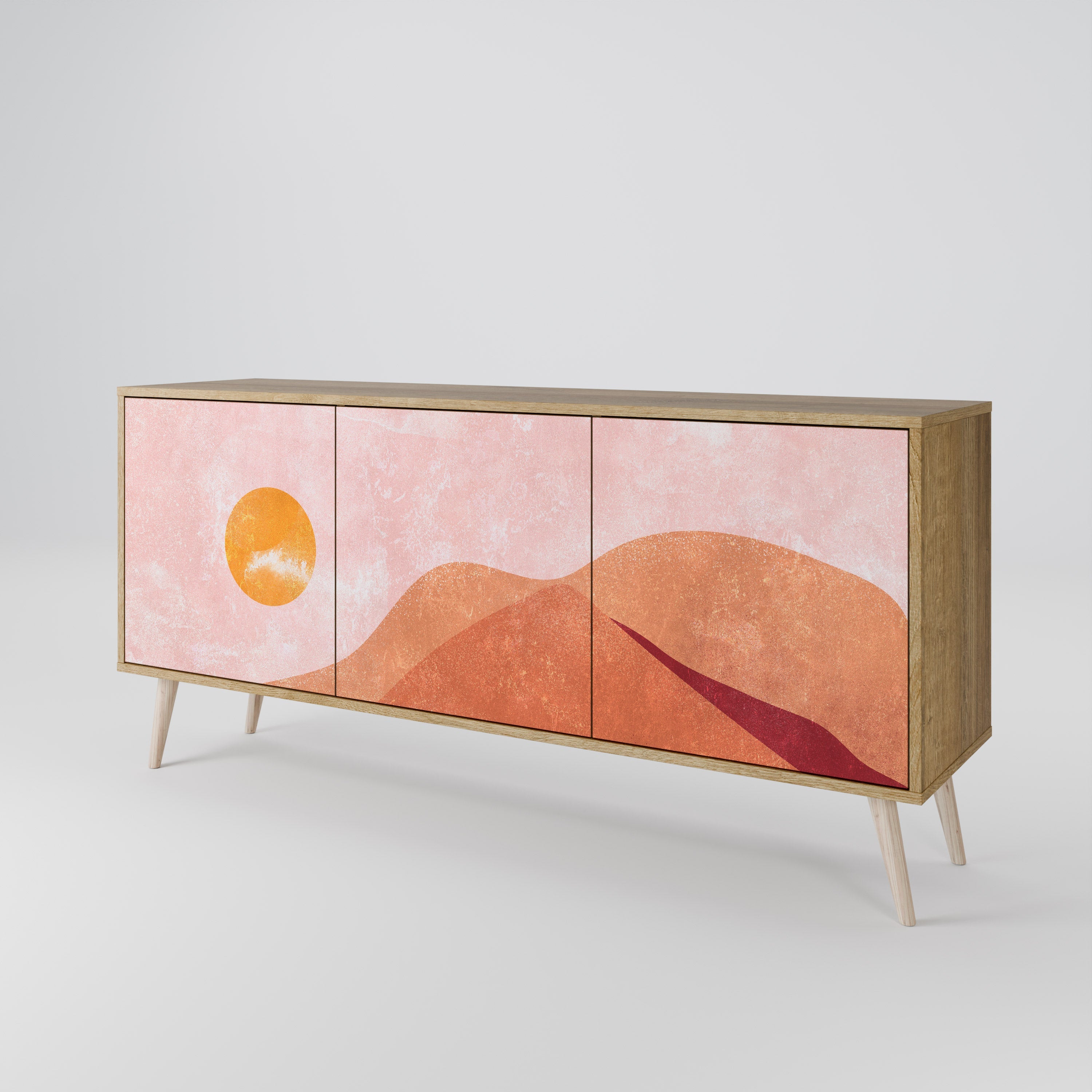 LUMINOUS SUNLIGHT 3-türiges Sideboard in Eichenoptik
