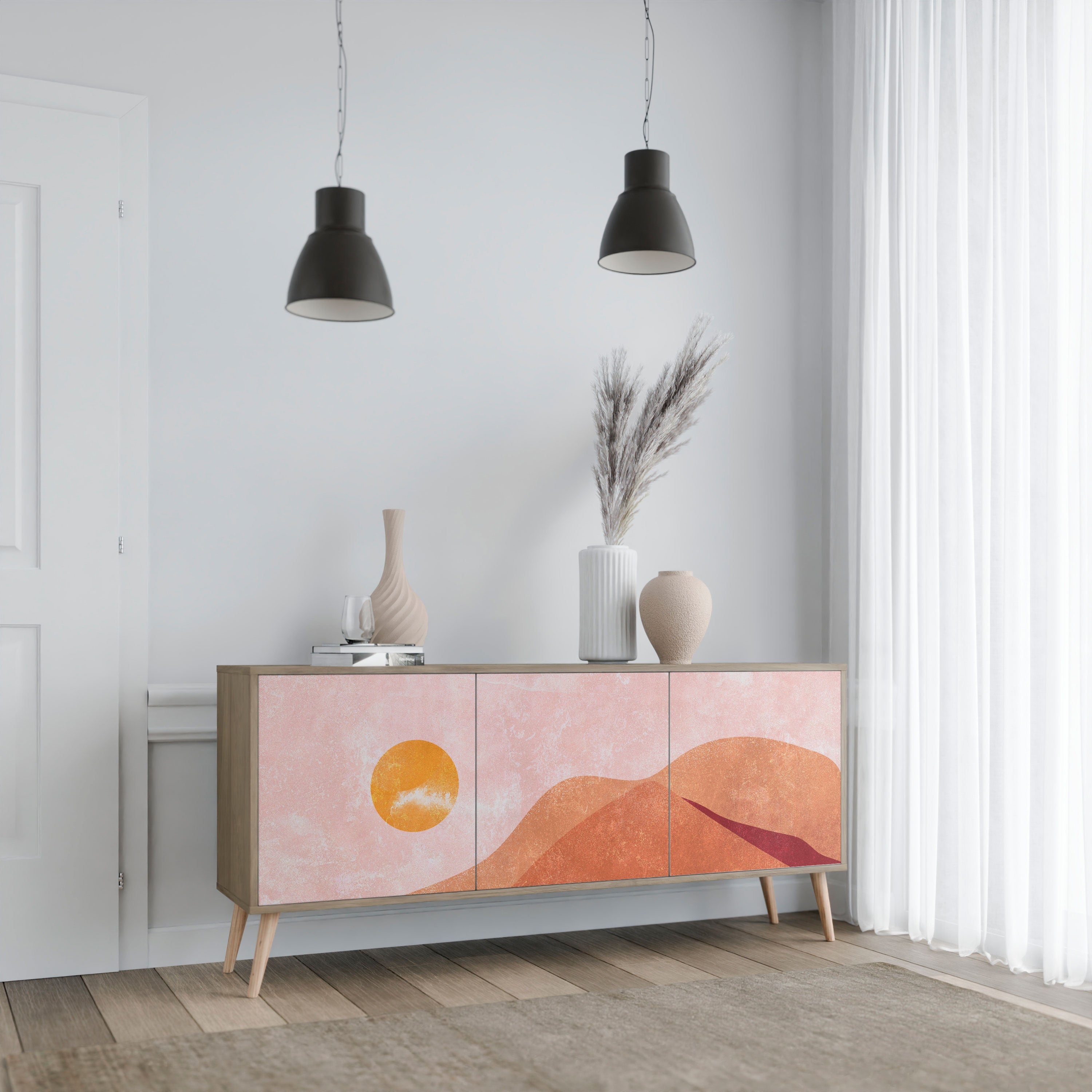 LUMINOUS SUNLIGHT 3-türiges Sideboard in Eichenoptik
