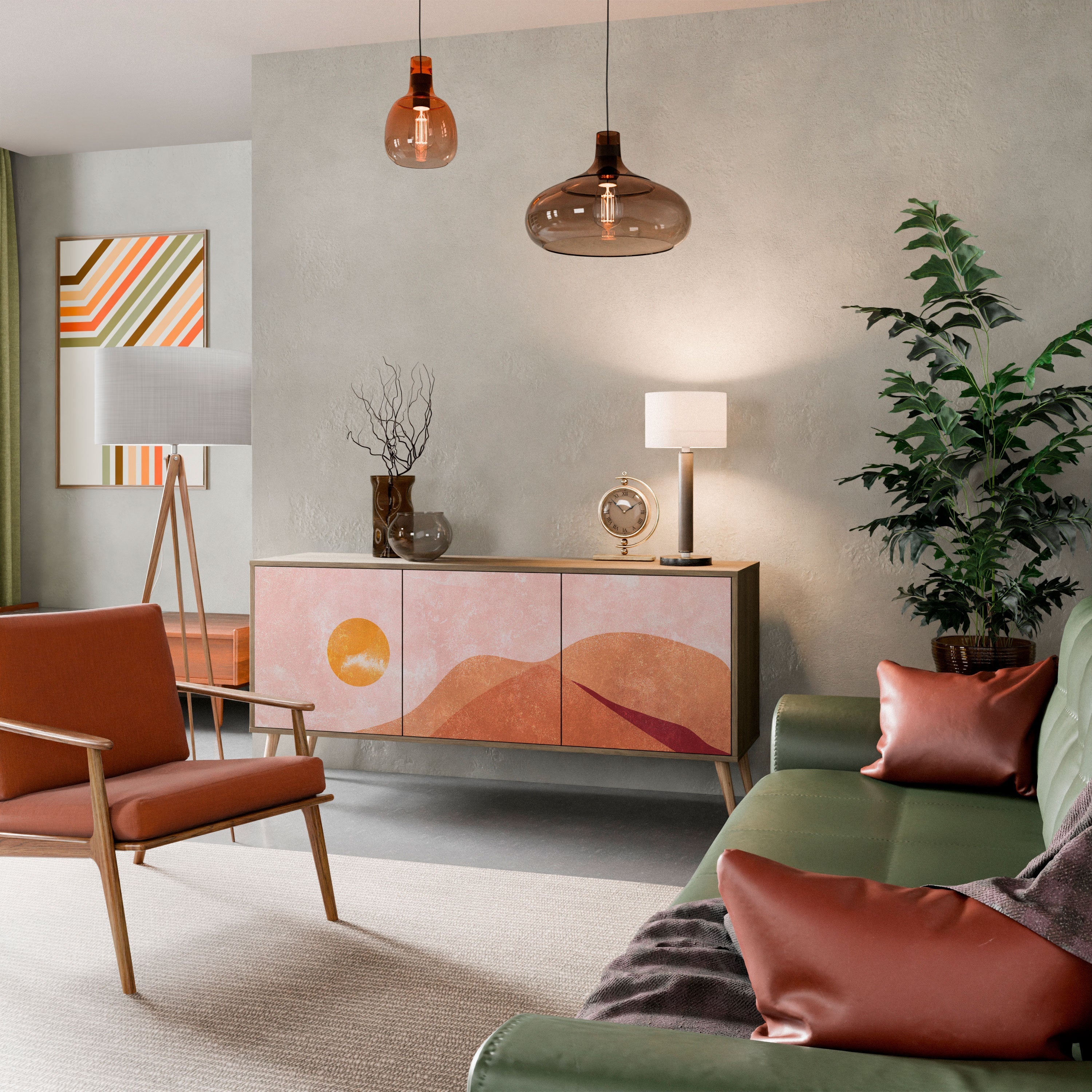 LUMINOUS SUNLIGHT 3-türiges Sideboard in Eichenoptik