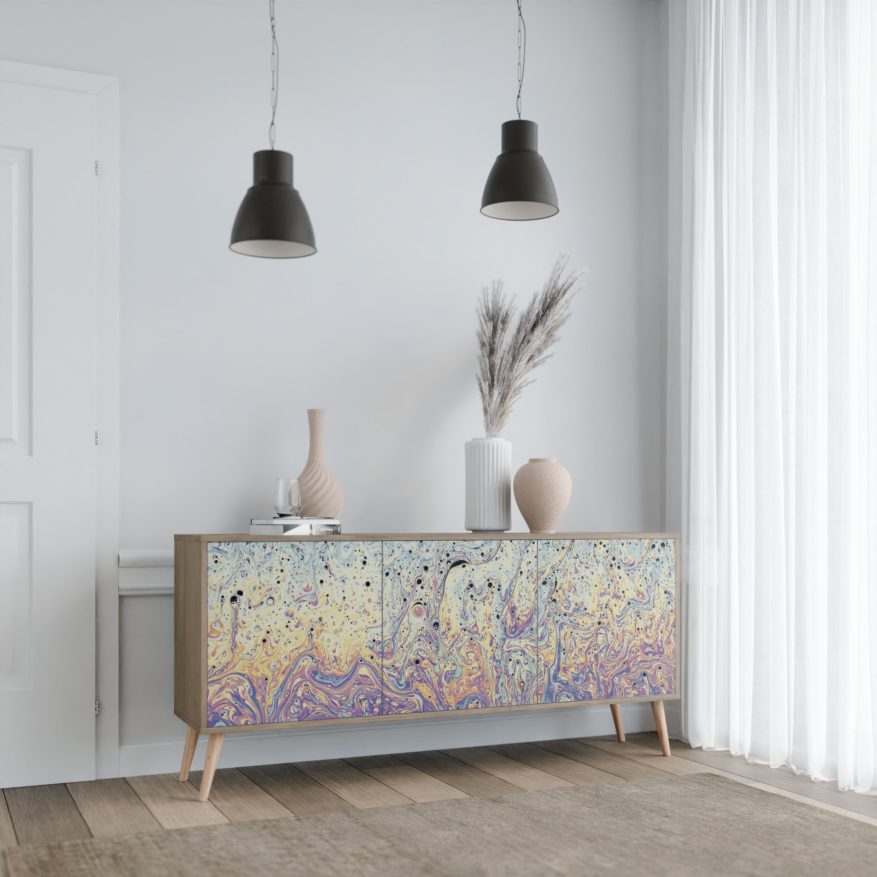 MOSAIC OF COLORS 3-türiges Sideboard in Eichenoptik