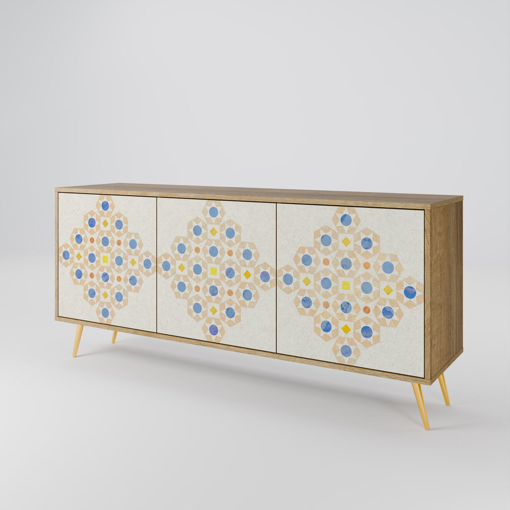 Gemustertes Prisma-Sideboard mit 3 Türen in Eichenoptik