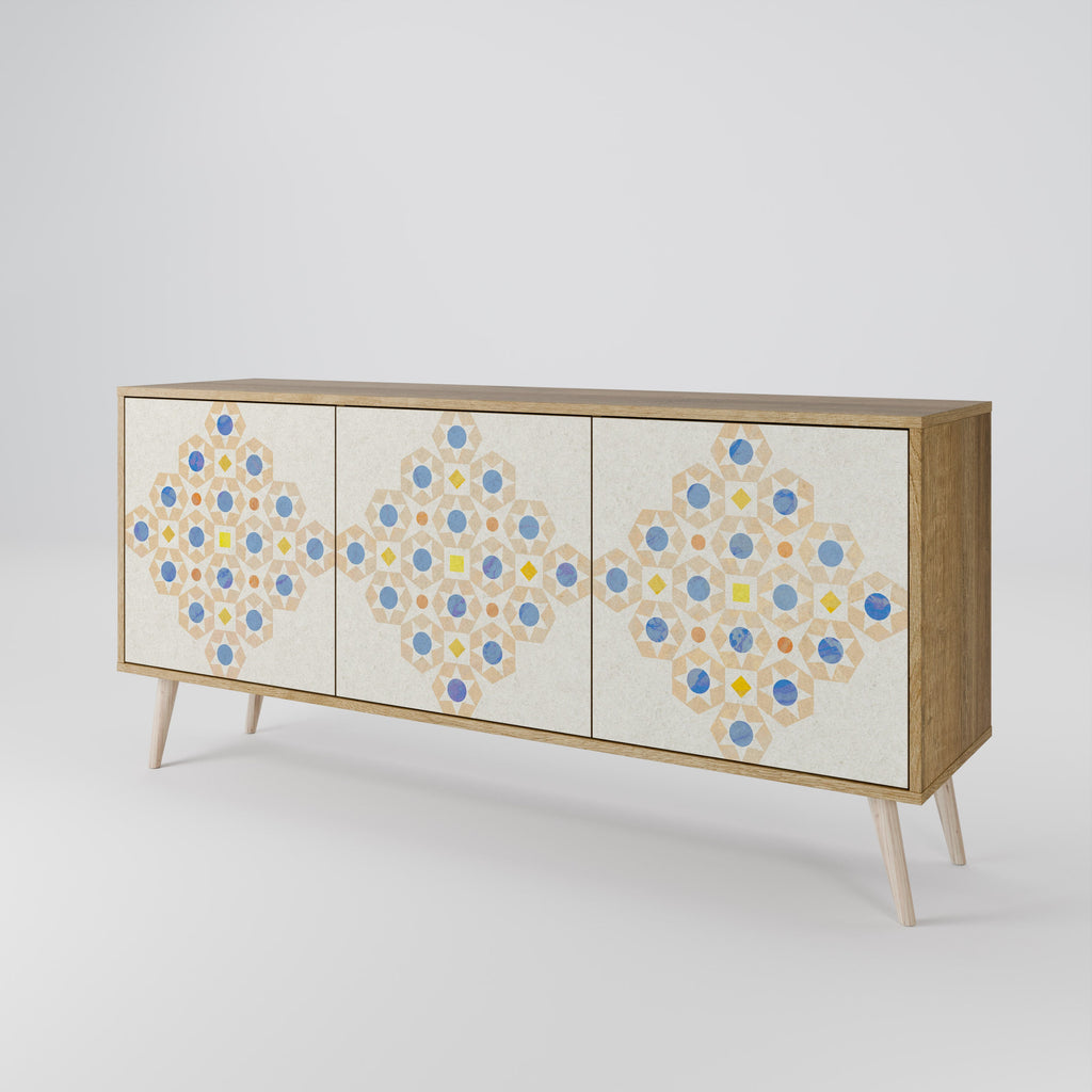 Gemustertes Prisma-Sideboard mit 3 Türen in Eichenoptik