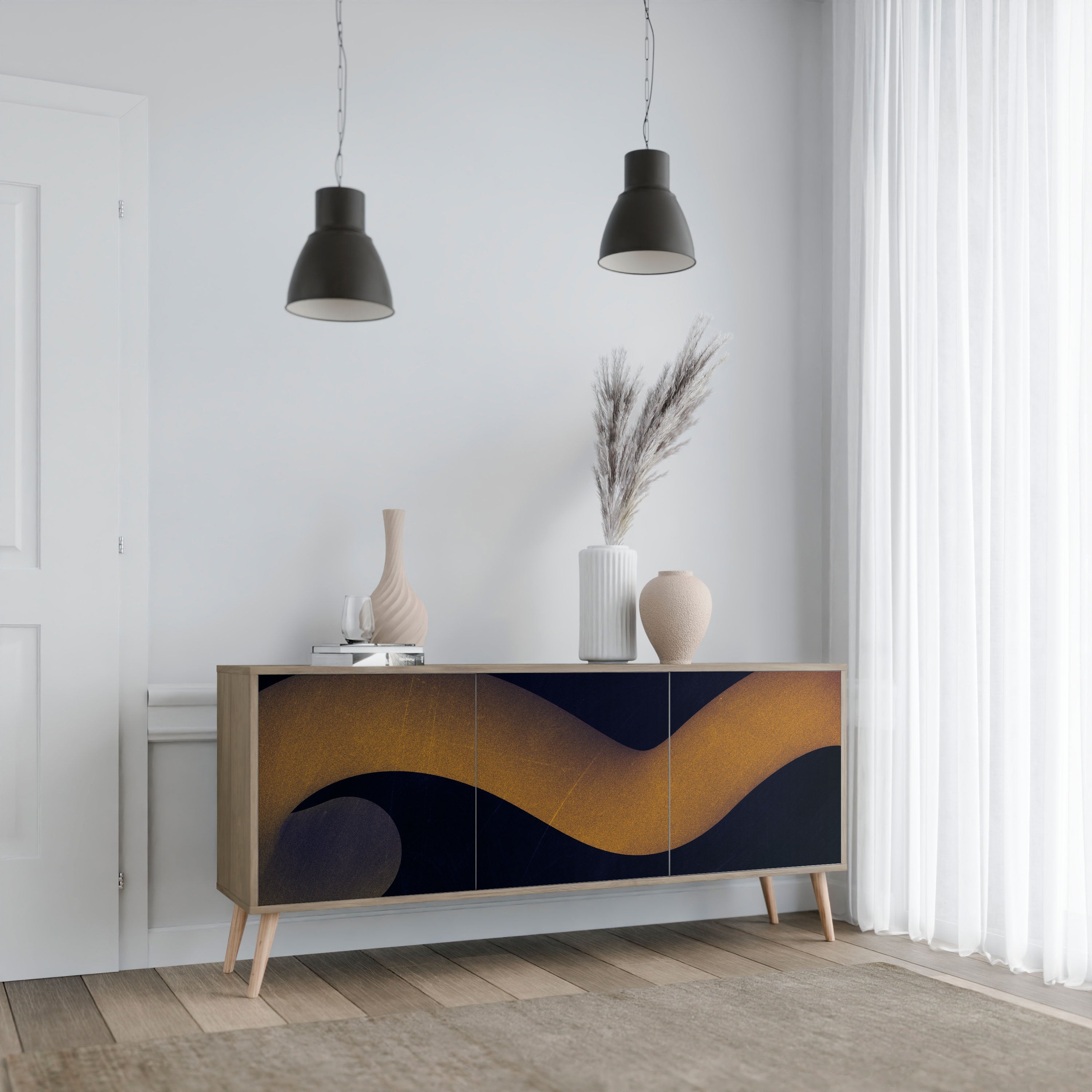 HOLLOW TIME 3-türiges Sideboard in Eichenoptik