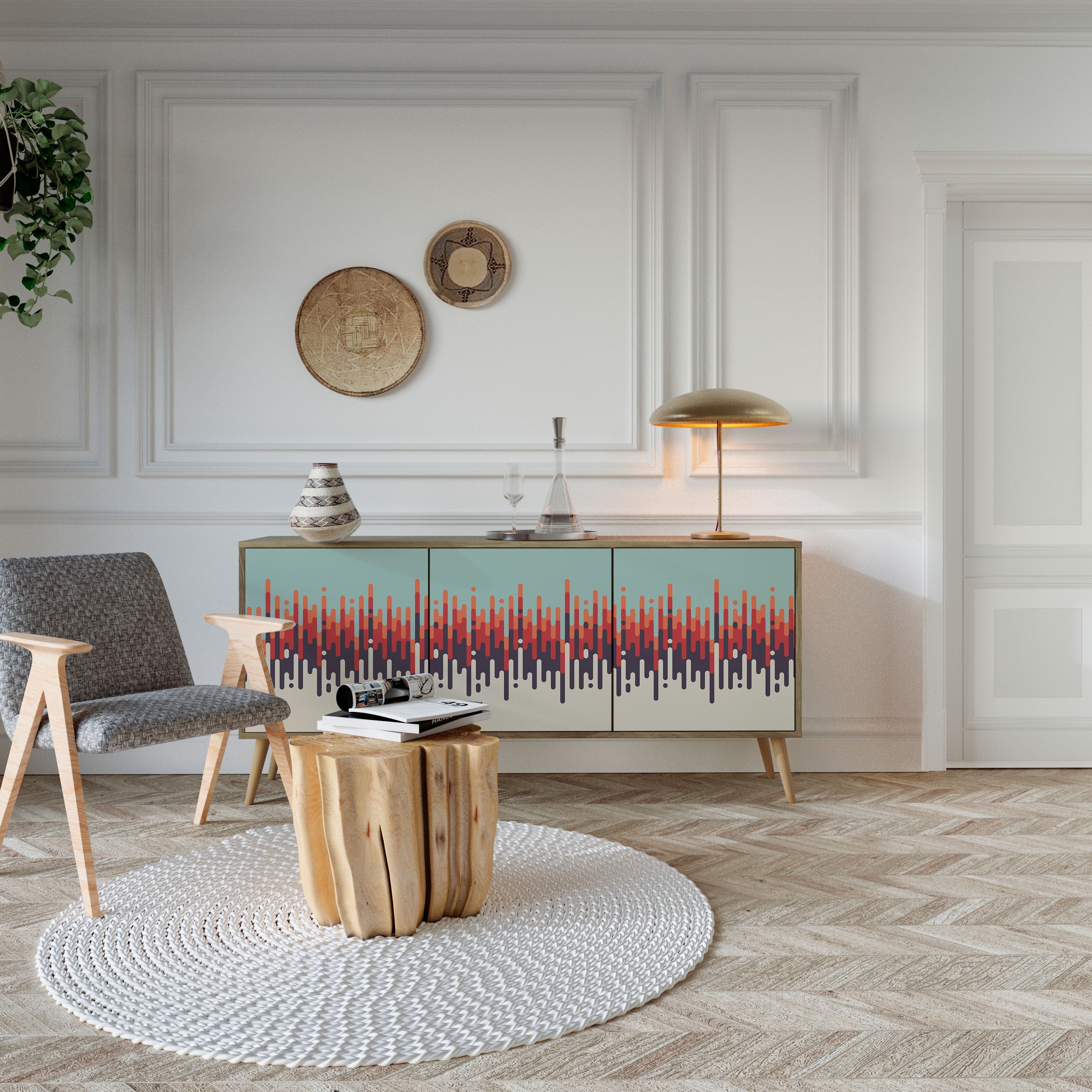 CHROMA CONTOURS 3-türiges Sideboard in Eichenoptik