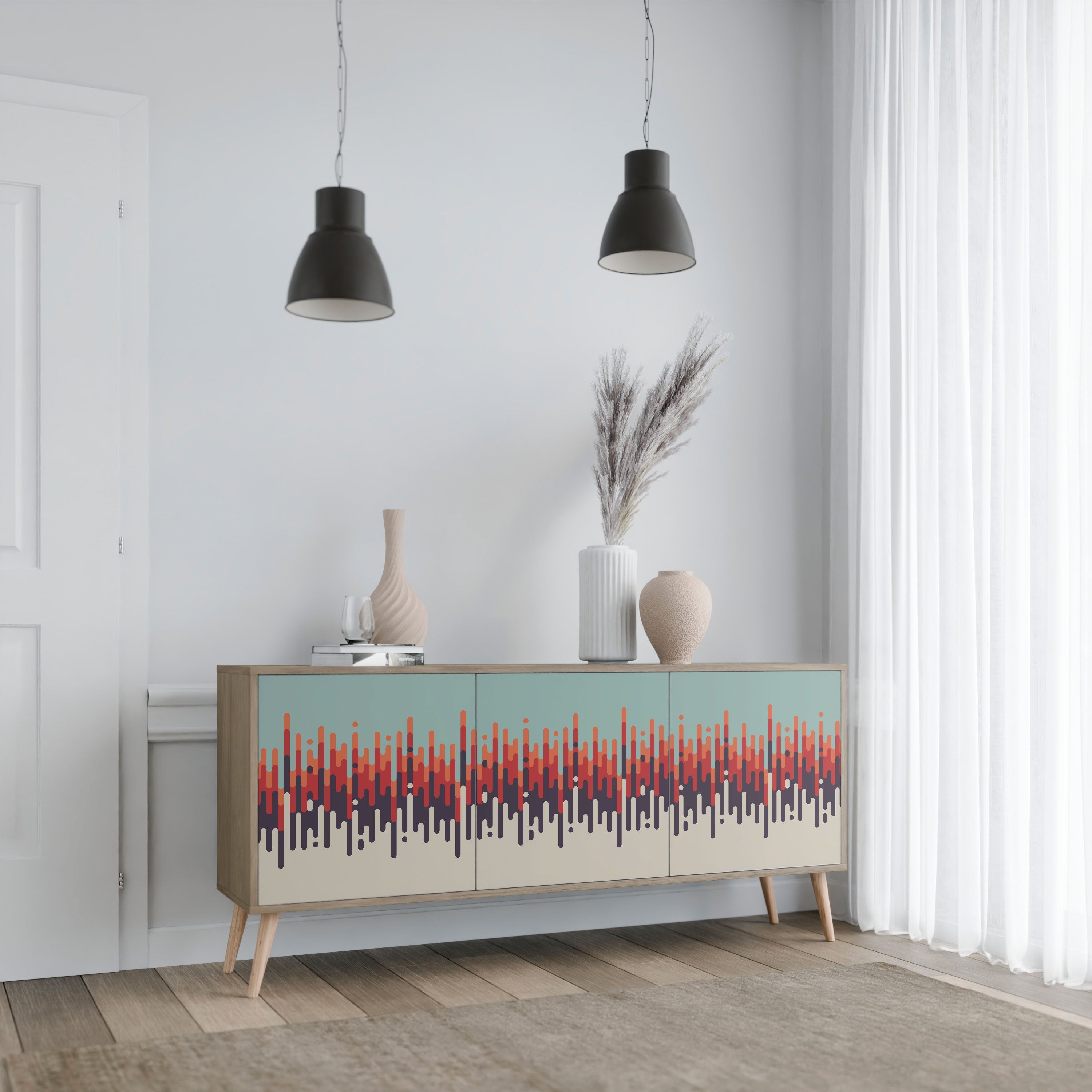 CHROMA CONTOURS 3-türiges Sideboard in Eichenoptik