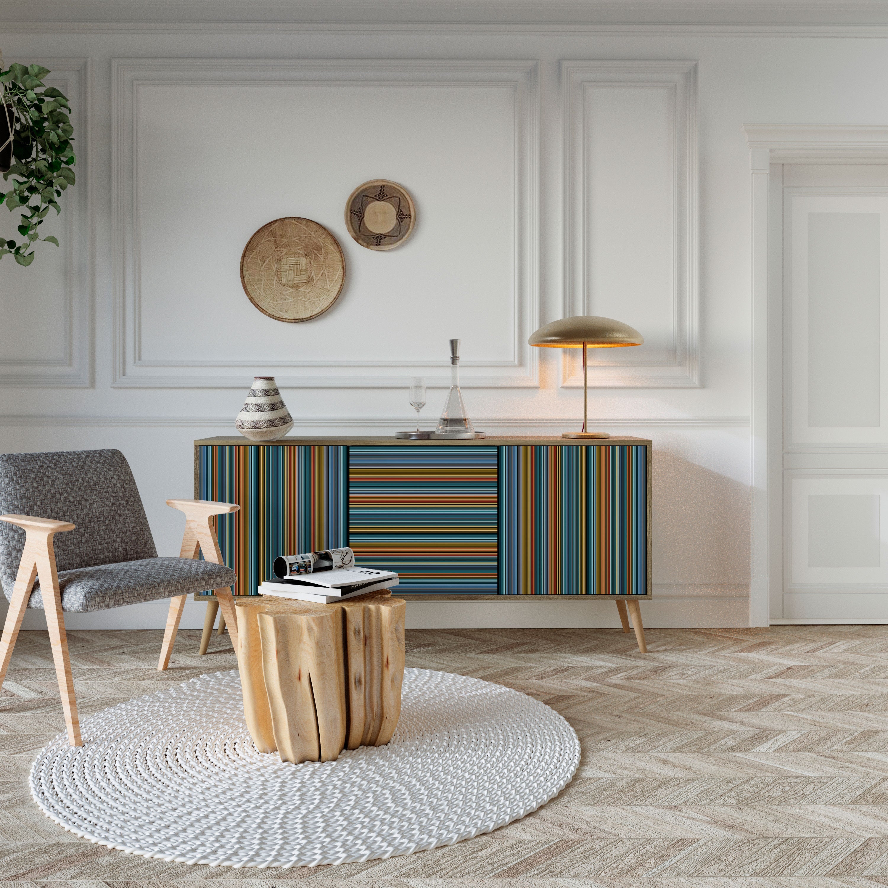 LINEOUT SPECTRUM 3-türiges Sideboard in Eichenoptik
