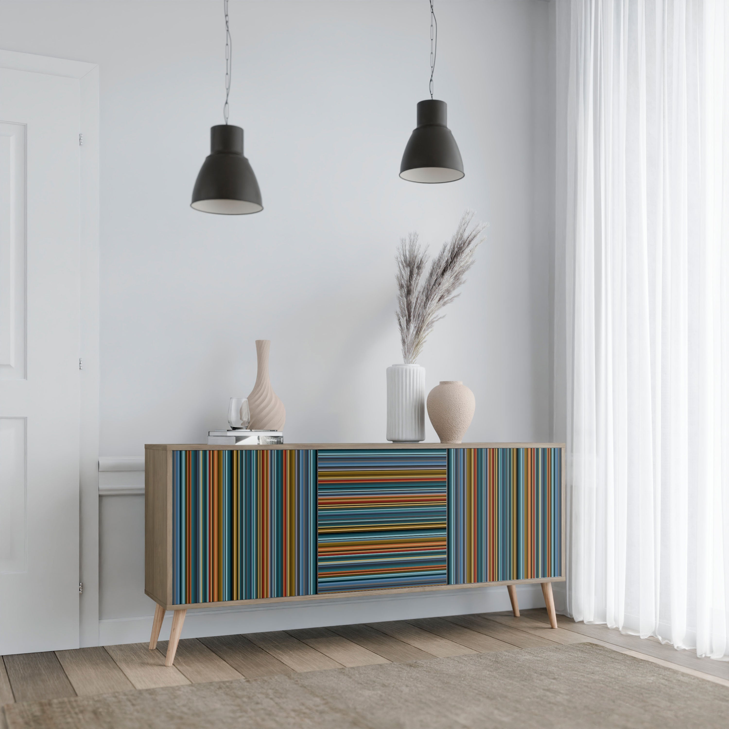 LINEOUT SPECTRUM 3-türiges Sideboard in Eichenoptik