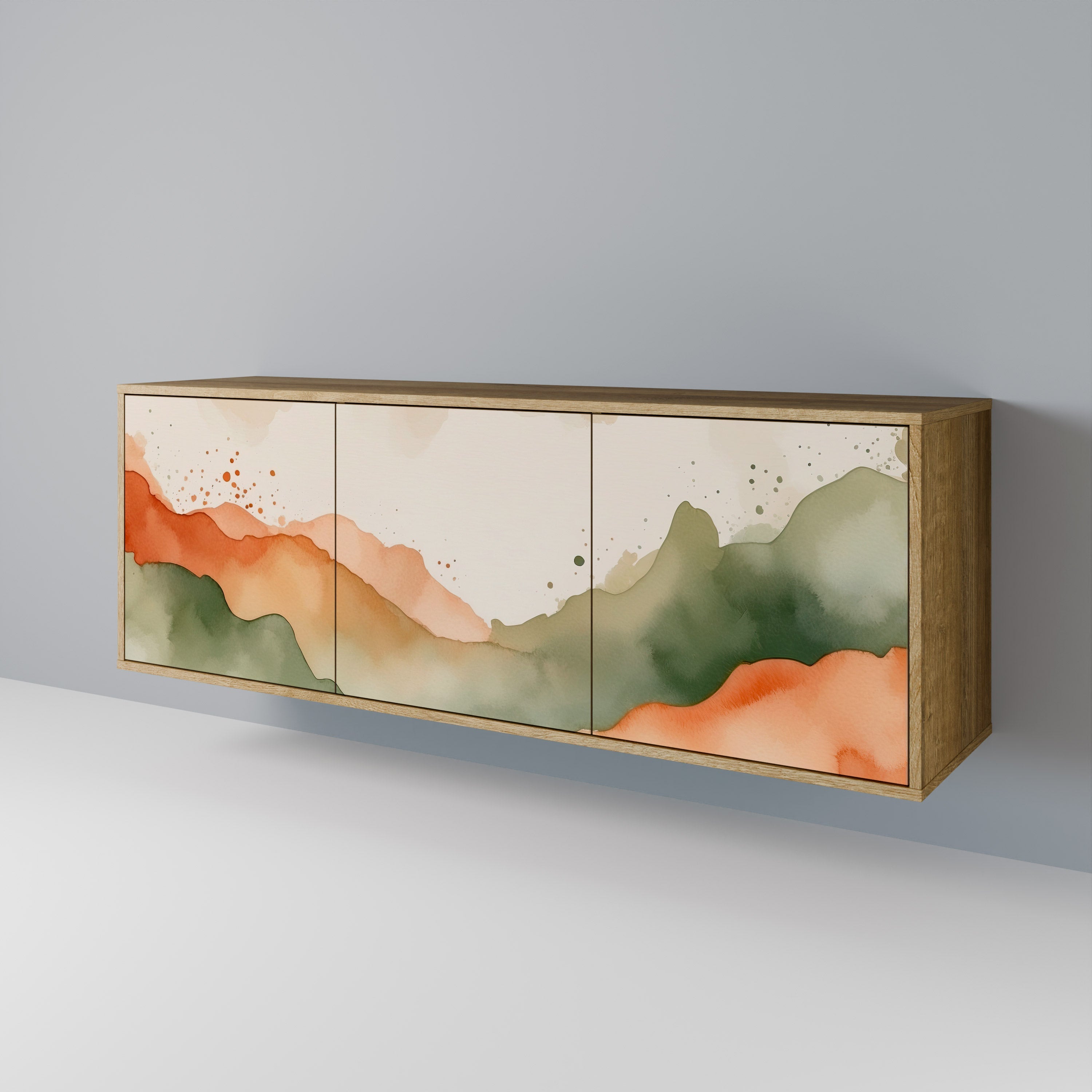 WATERCOLOUR PEAKS 3-türiges Sideboard in Eichenoptik